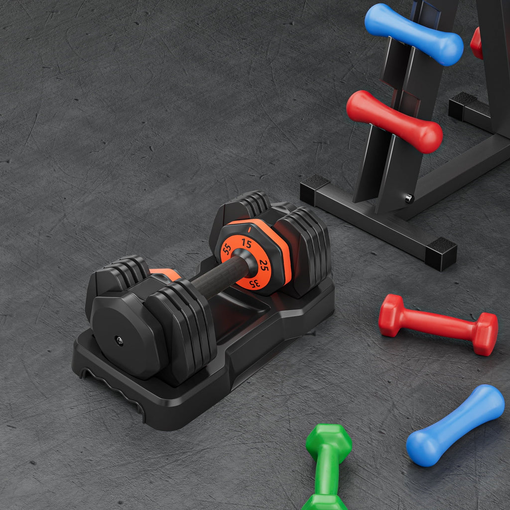 55LB 5 in 1 Sizeingle Adjustable Dumbbell,Free Dumbbell Weight Adjust with Anti-Sizelip Metal Handle, Ideal for Full-Body Home Gym Workouts