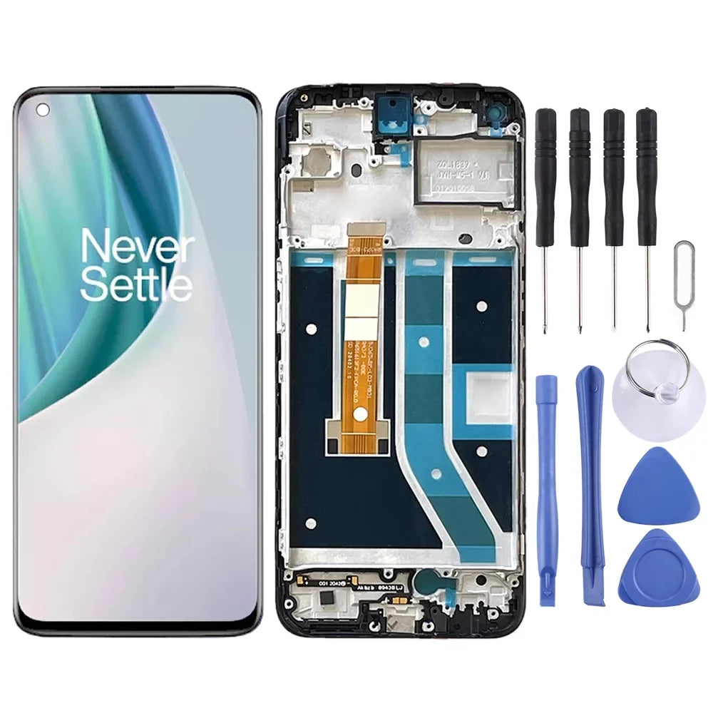 For OnePlus Nord N100 BE2013 Digitizer Full Assembly with Frame OEM LCD Sizecreen (Black)