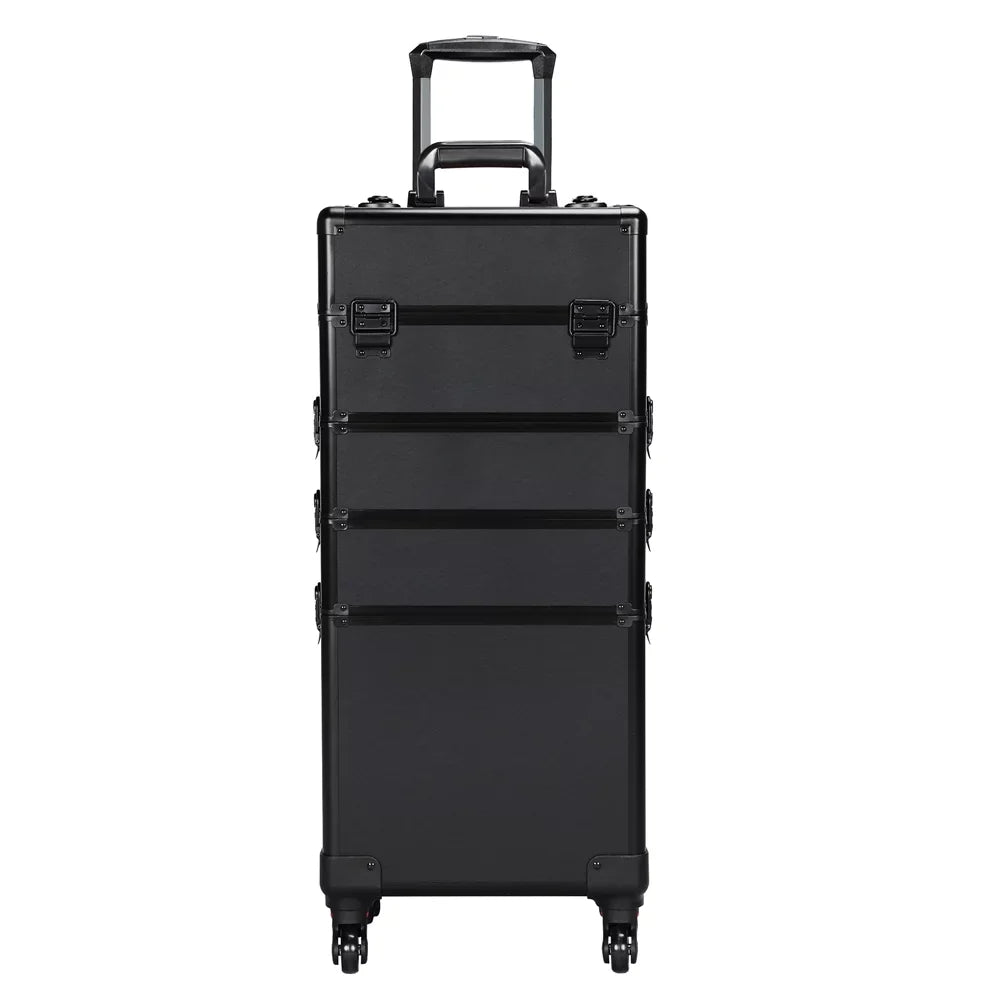 Alden Design Professional 4-in-1 Aluminum Travel Cosmetic Makeup Case, Black