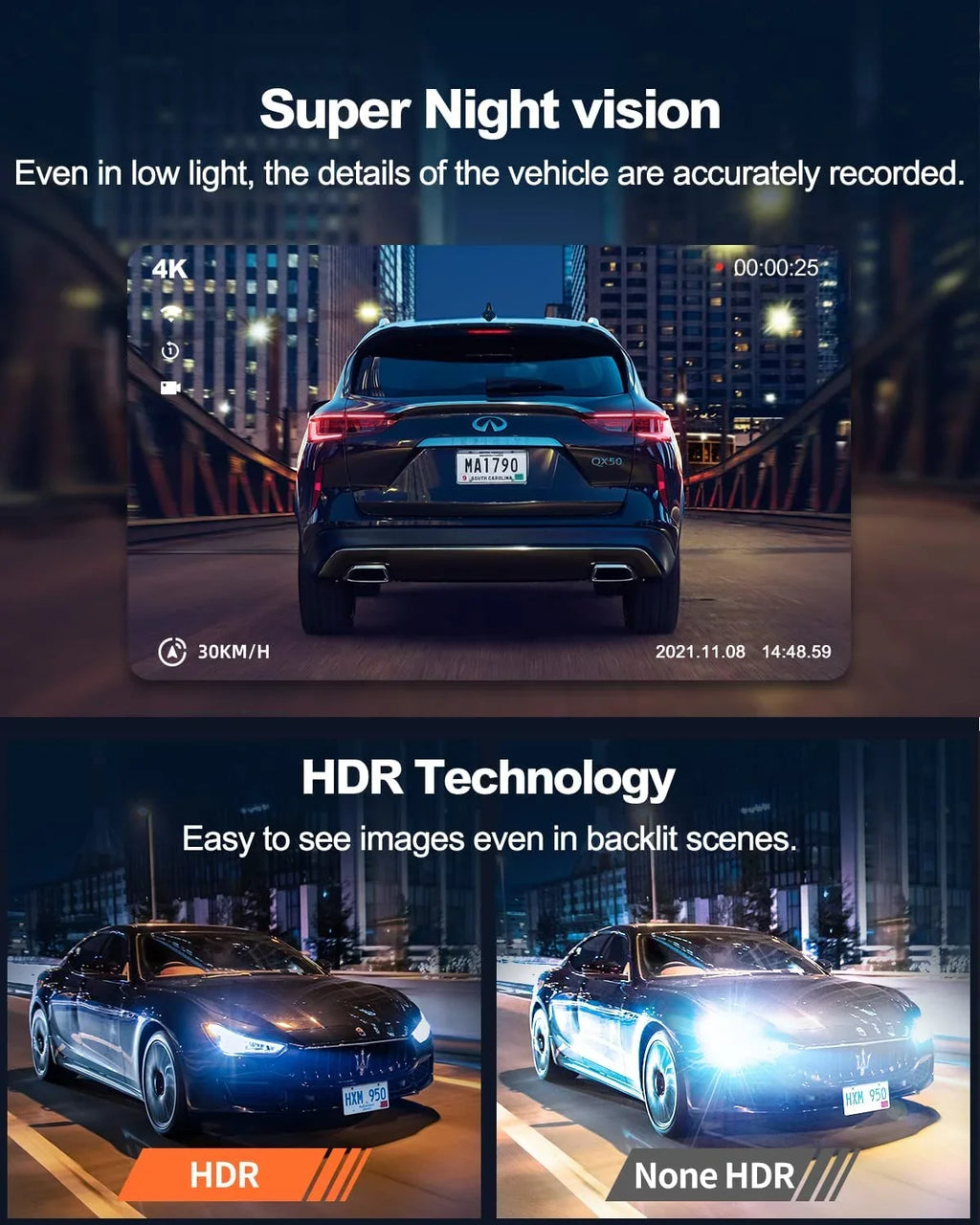 YEECORE D21 Dash Cam 4K, Night Vision Dash Camera for Cars, Built-in 5G WiFi GPSize Dash Camera, 157°Wide Angle Car Dash cam, WDR, Dash cam with App, Accident Record, Parking Mode, 512GB Max