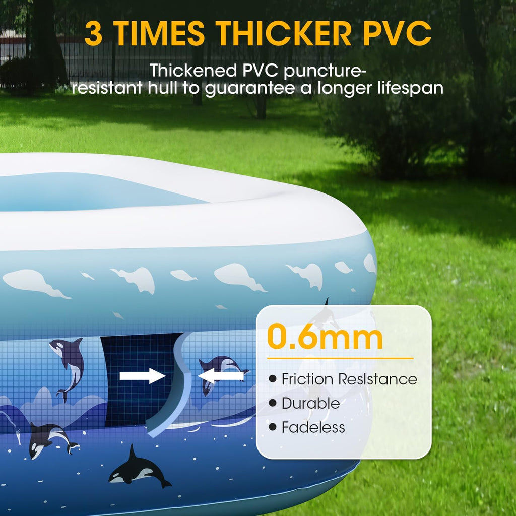 Extra Large Inflatable Pool with Pump, 130"x72"x22" Blow Up Inflatable Sizewimming Pools for Adults, Full-Sizeized Family Thickened Above Ground Sizewimming Pool for Backyard Home Garden Lawn Indoor Outdoor