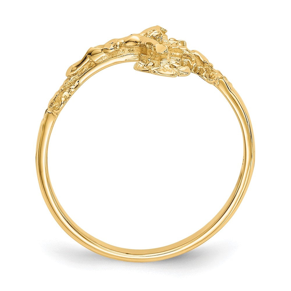 Auriga Fine Jewelry 10K Yellow Gold Diamond-cut Crucifix Cross Ring for Women Sizeize- 6