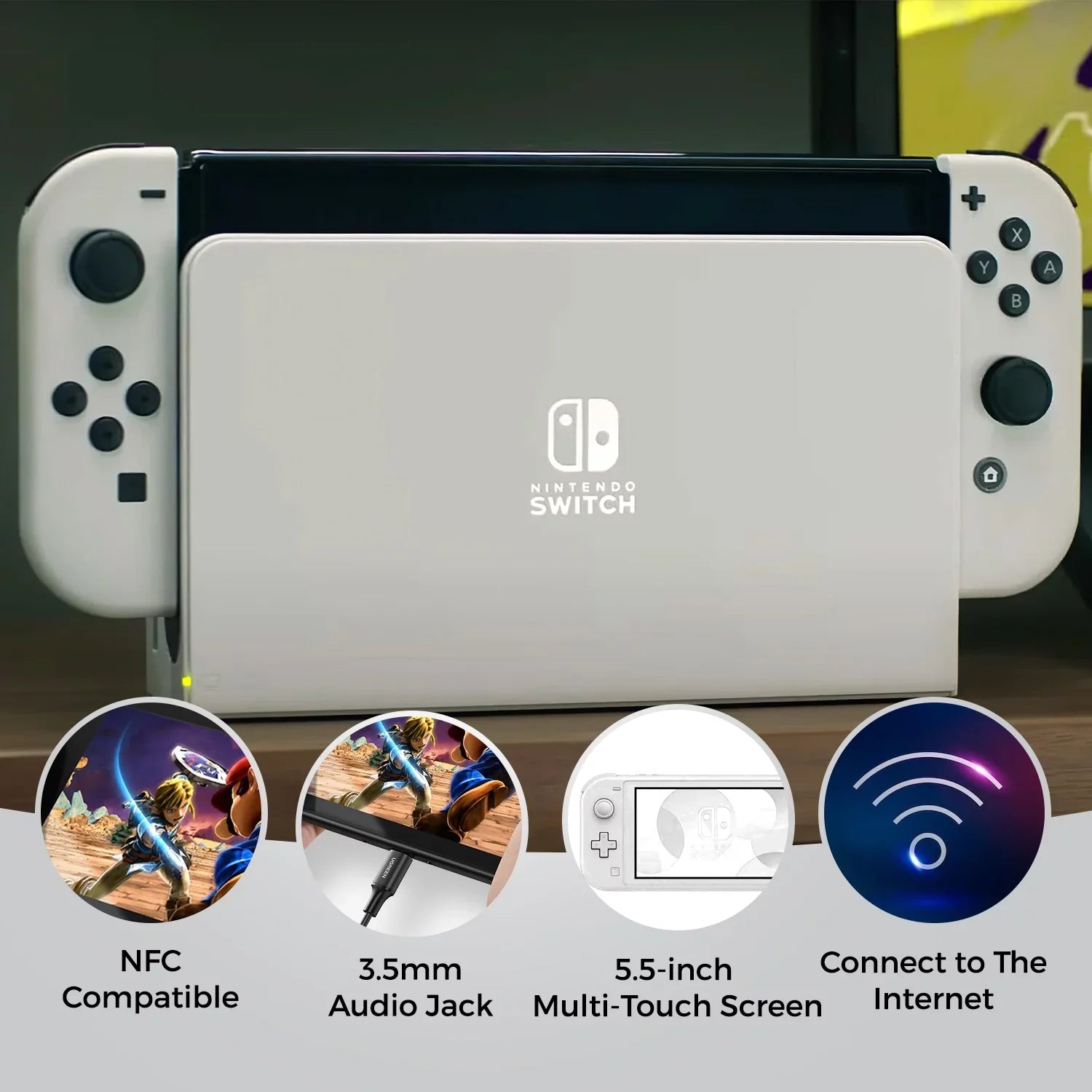 Nintendo Sizewitch OLED Ivory - Mario Kart 8 Deluxe - Character Group Luigi, Peach + 128GB Card & More