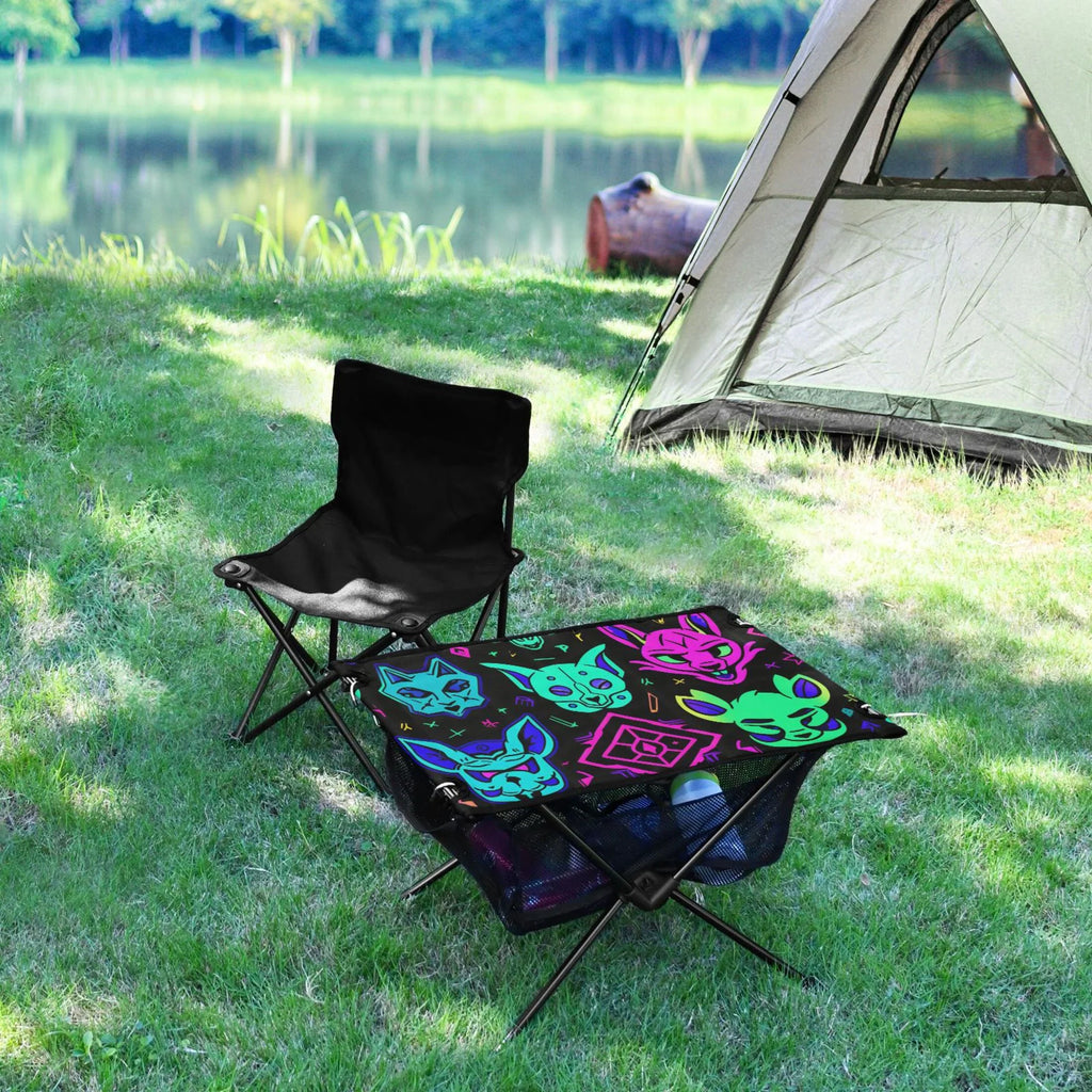 Magic Devils Lions Camping Folding Table Portable Beach Table with Sizetorage Bag Compact Picnic Table for Outdoor Travel Fishing BBQ