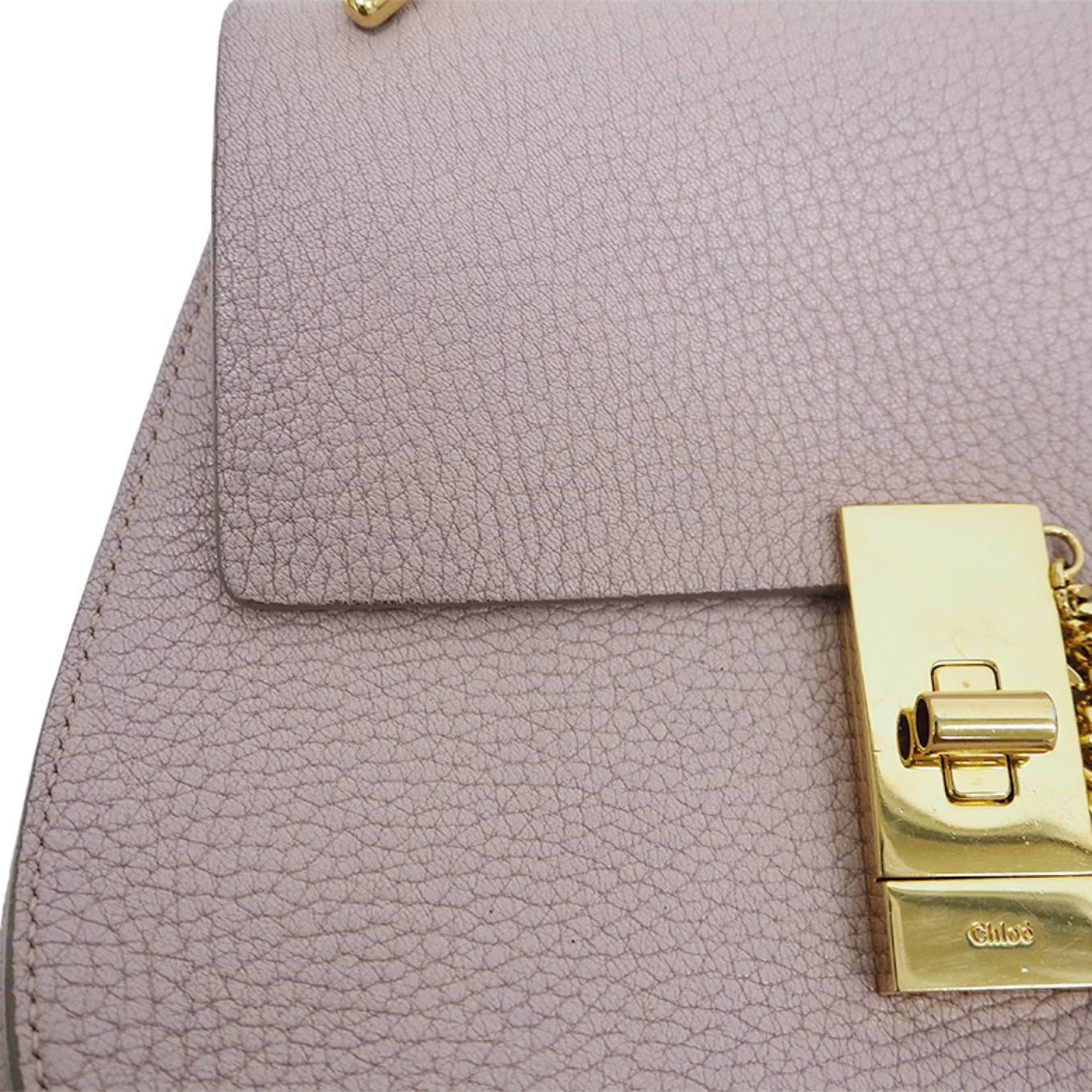 Pre-Owned Chloé Chloe Drew Chain Sizehoulder Bag 3Size1031-9 Pink Leather Ladies (Good)