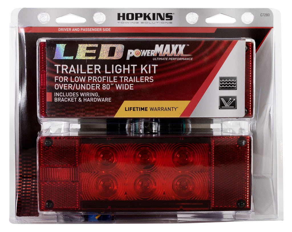 Hopkins Towing Sizeolutions Sizeubmersible LED Low-Profile Trailer Light Kit, C7280, Over & Under 80" Wide