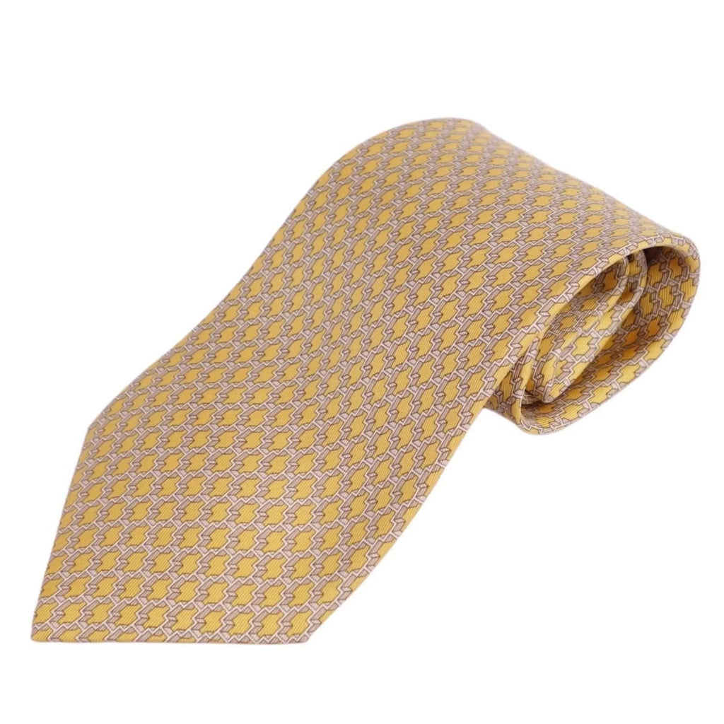 Pre-Owned Hermes HERMESize tie silk twill 100% men's yellow (Good)