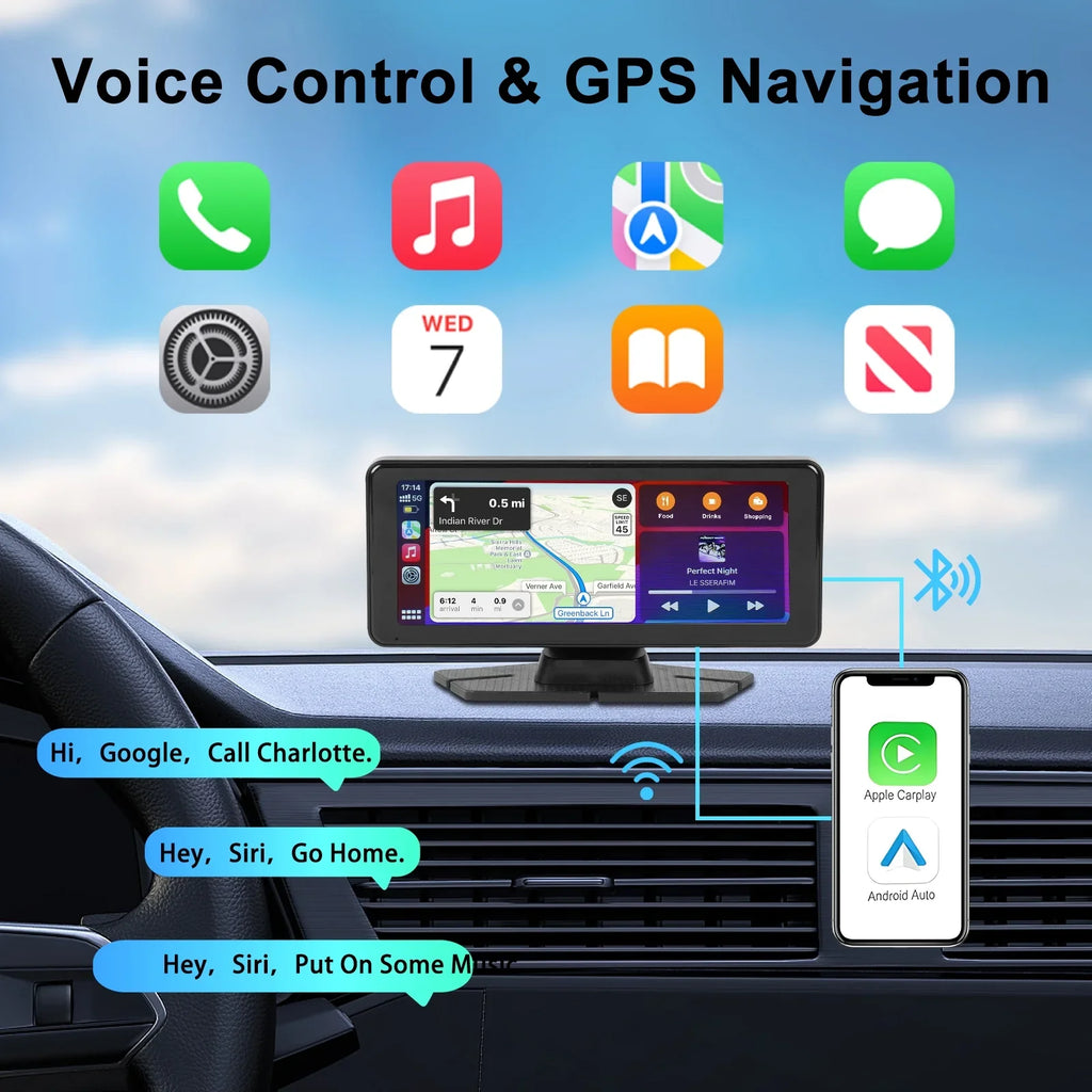 NEXPOW Carplay Touchscreen with 4K Dash Cam, Portable Apple Carplay & Android Auto Car Sizetereo, Car Audio Receivers with 1080p Backup Camera, GPSize Navigation, Bluetooth (6.9inches)