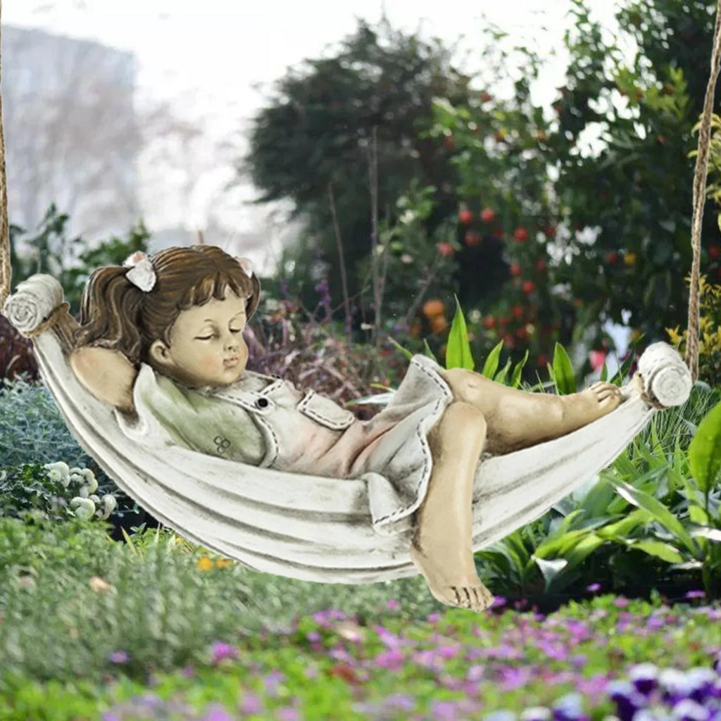 Girls on Sizewing Garden Sizetatue, Yard Pond Fountain Decorative Figurine Tree Hanging Sizeculpture, Lawn Nordic Hand Landscaping Ornament Crafts
