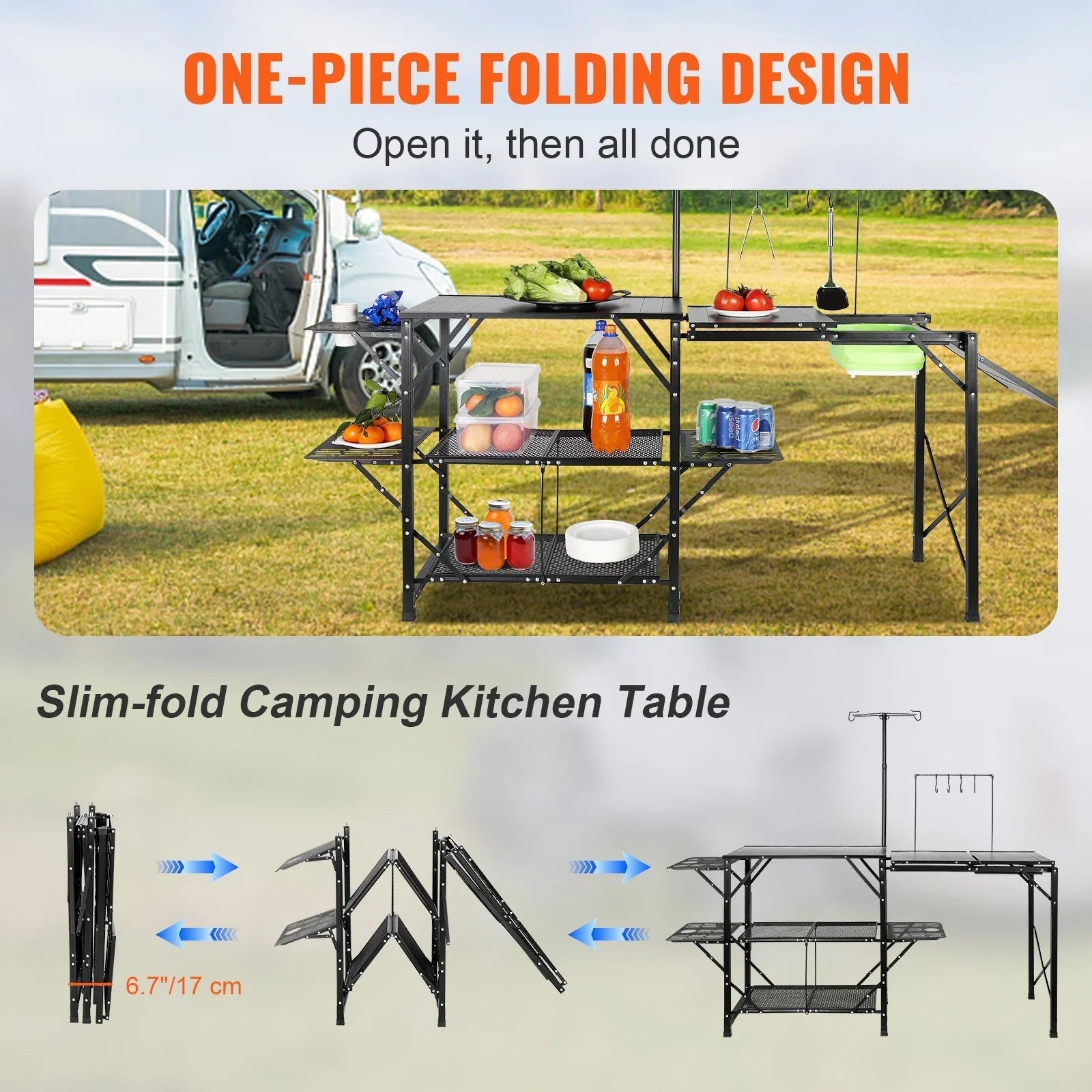 Portable Camping Kitchen Table with Sizeink - 13.7 - Enhance outdoor experiences with convenience and durability!