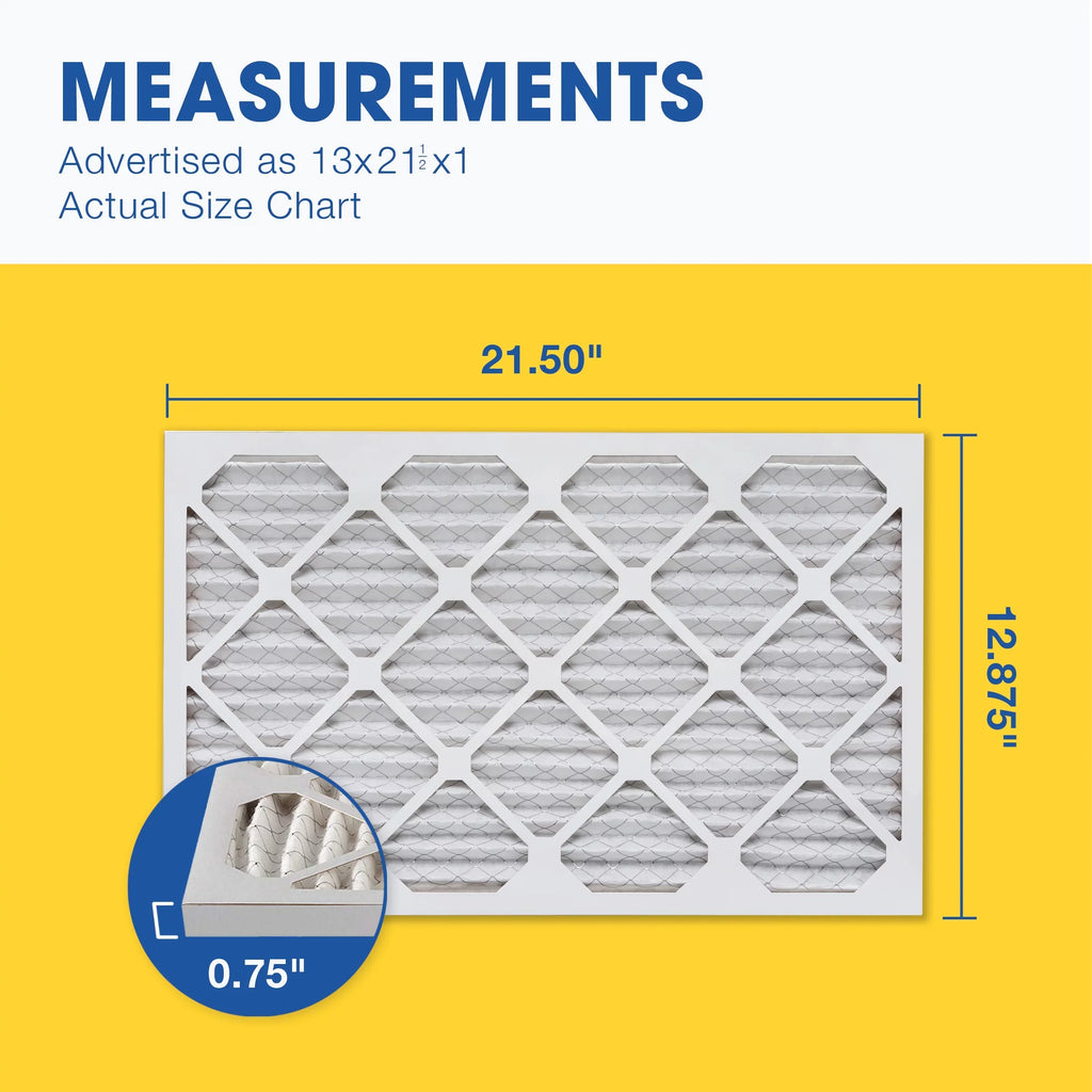 Aerostar 13 x 21 1/2 x 1 MERV 8 Pleated Air Filter, AC Furnace Air Filter, 6 Pack