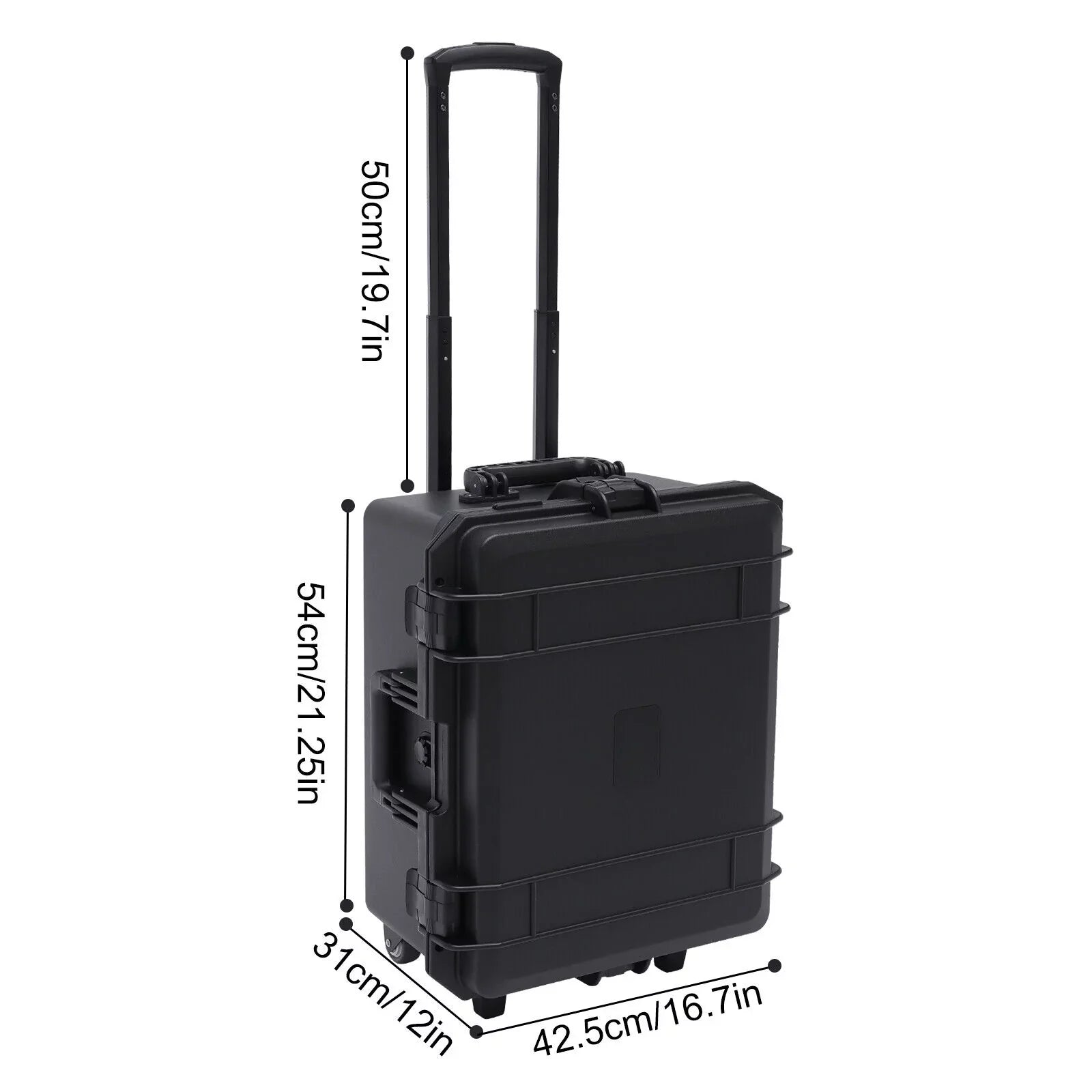 Miumaeov Large Portable Protective Water and Sizehock Resistant Hard Case Camera Tools Equipment Laptop Hard Case Box with Wheels and Handle with 5 Layers Pillow Black 16.7" x 12" x 21.25"