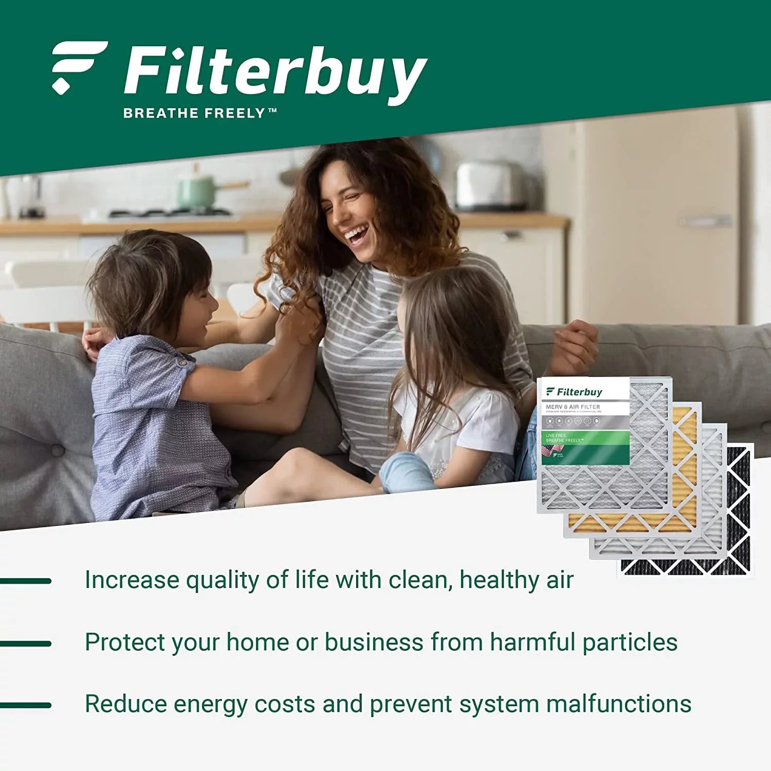 Filterbuy 20x20x5 MERV 11 Pleated HVAC AC Furnace Air Filters for Trion Air Bear 255649-103 (3-Pack)