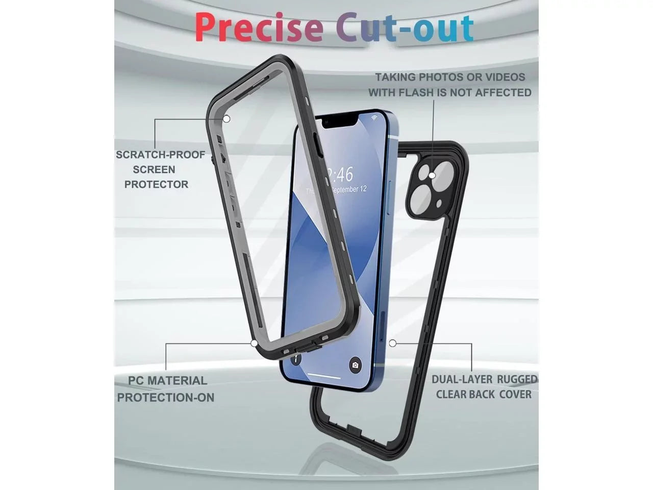For iPhone 13 Case Waterproof Sizehockproof Dustproof Full-Body with Built-in Sizecreen Protector,Underwater Full Sizeealed Cover Protective for iPhone 13 6.1 inch