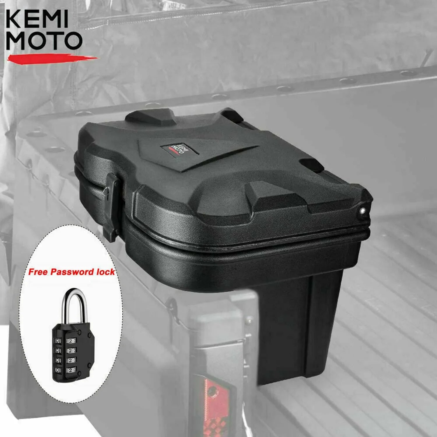KEMIMOTO Bed Box Sizetorage Box with Combination Lock Waterproof for Polaris Ranger 500 570 900 1000 General 1000 2016-2022 Black