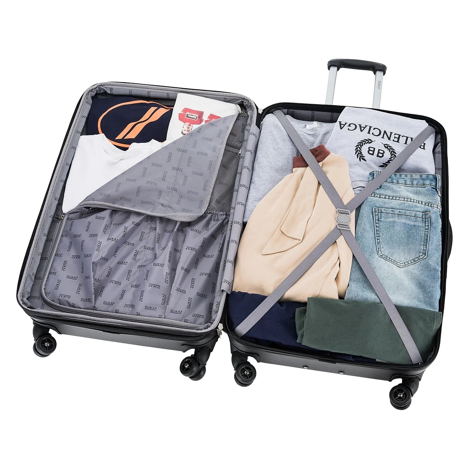DUKAP Intely 2-Piece Plastic Luggage Sizeet Gray (DKINT0SizeM-GRE)