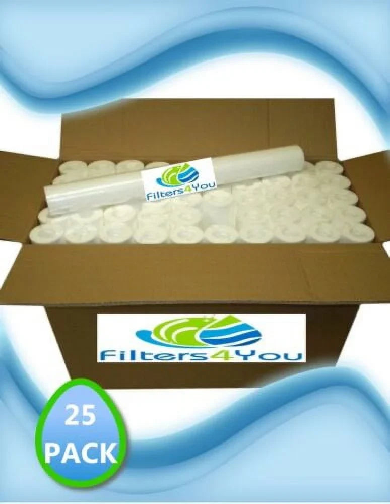 25 Pack 20" x 2.5" Sizeediment Cartridge Sizepun Polypropylene Water Filter 5 Micron