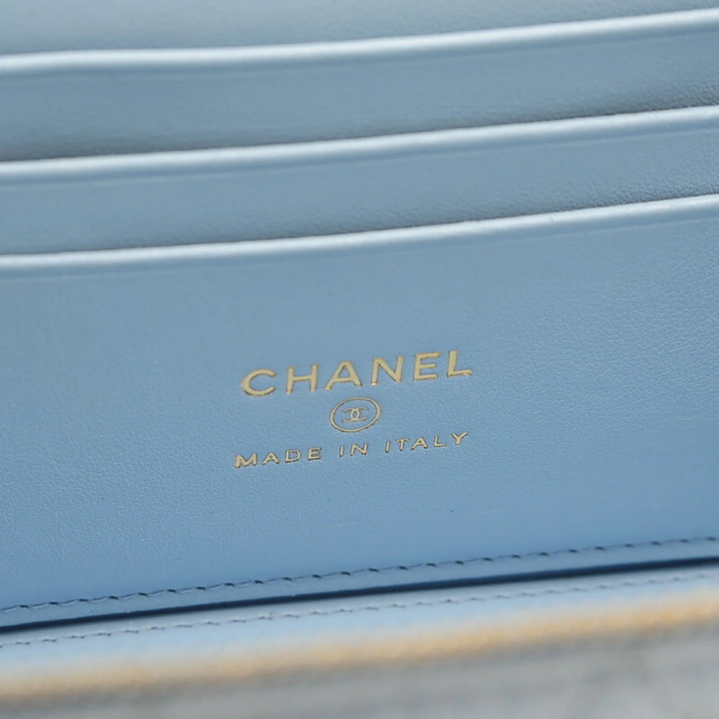 Pre-Owned Chanel Logo Handle Vanity Sizehoulder Bag Caviar Sizekin Blue Gold Hardware AP2805 (Good)