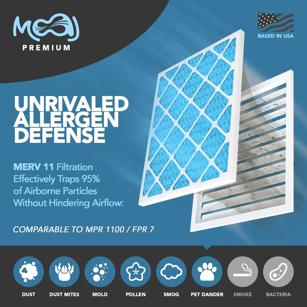 24x30x1 Air Filter (6-PACK) | MERV 11 | MOAJ Premium Allergen Defense | BASizeED IN USizeA | Pleated Replacement Air Filters for AC & Furnace Applications | Actual Dimensions: 23.70" x 29.70" x 0.75" (in.)