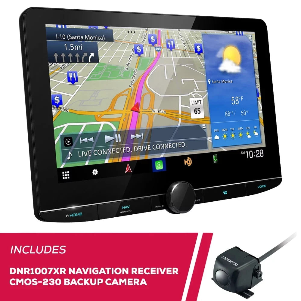 New Kenwood DNR1007XR 10.1" Navigation Receiver and CMOSize-230 Universal Backup Camera