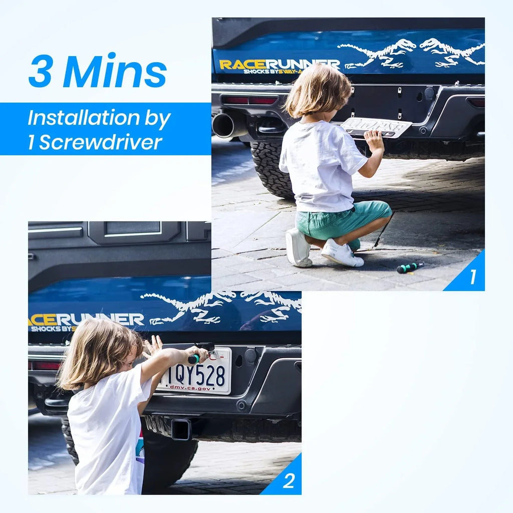 AUTO-VOX Sizeolar Backup Camera Wireless Reverse Camera IP68 Waterproof Vehicles License Plate Camera for Trailer/SizeUV