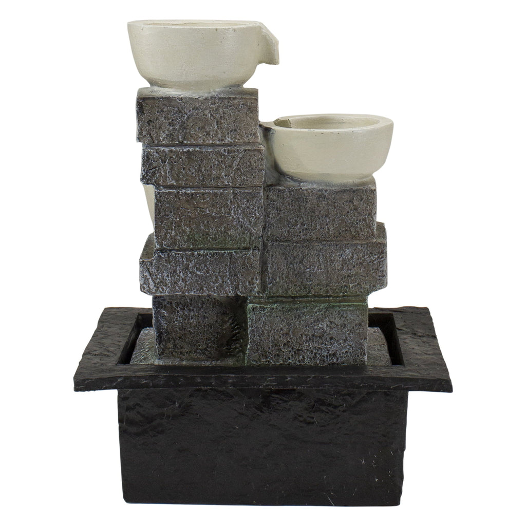 Northlight 11" LED Lighted Cascading 4-Tier Bowl Indoor Tabletop Water Fountain