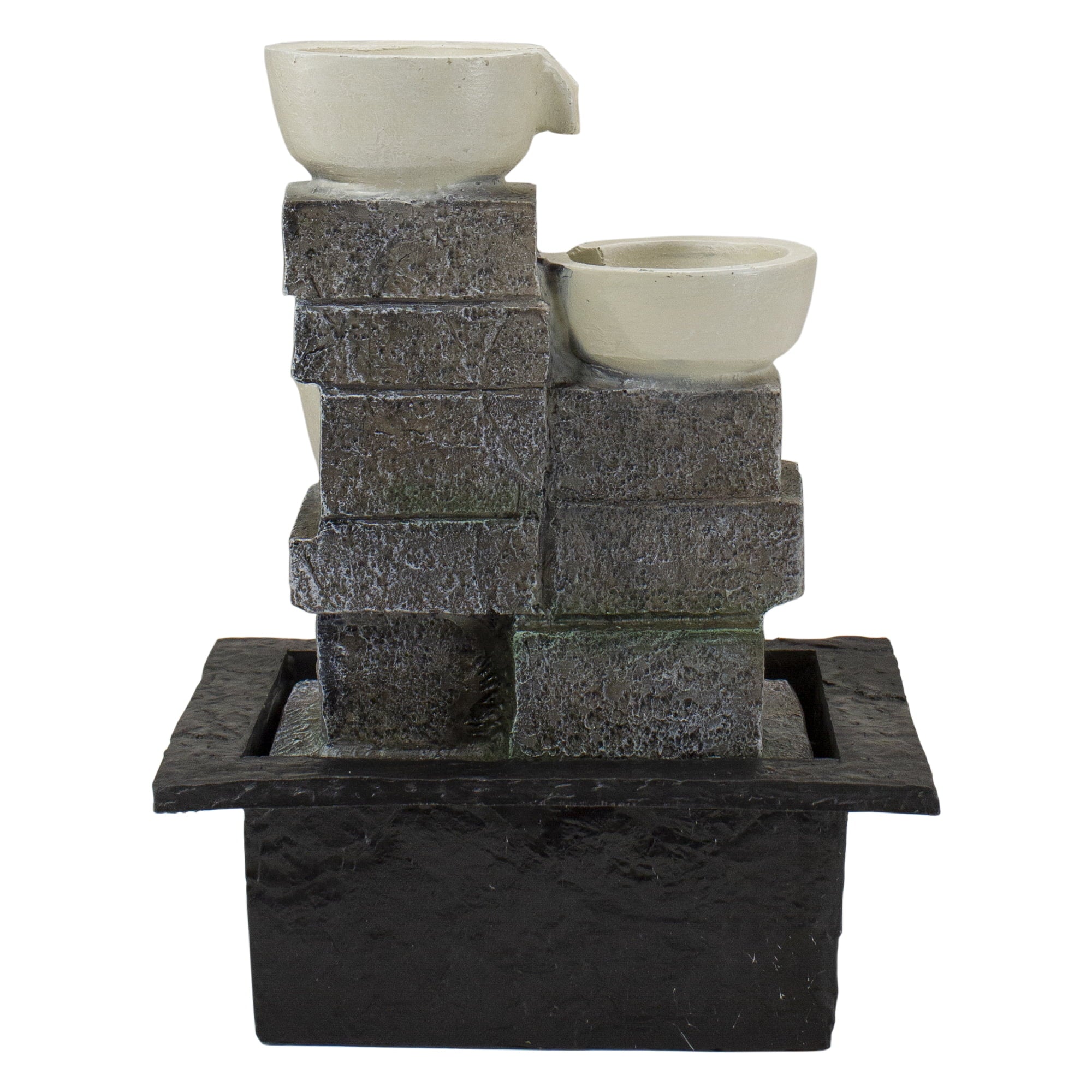 Northlight 11" LED Lighted Cascading 4-Tier Bowl Indoor Tabletop Water Fountain