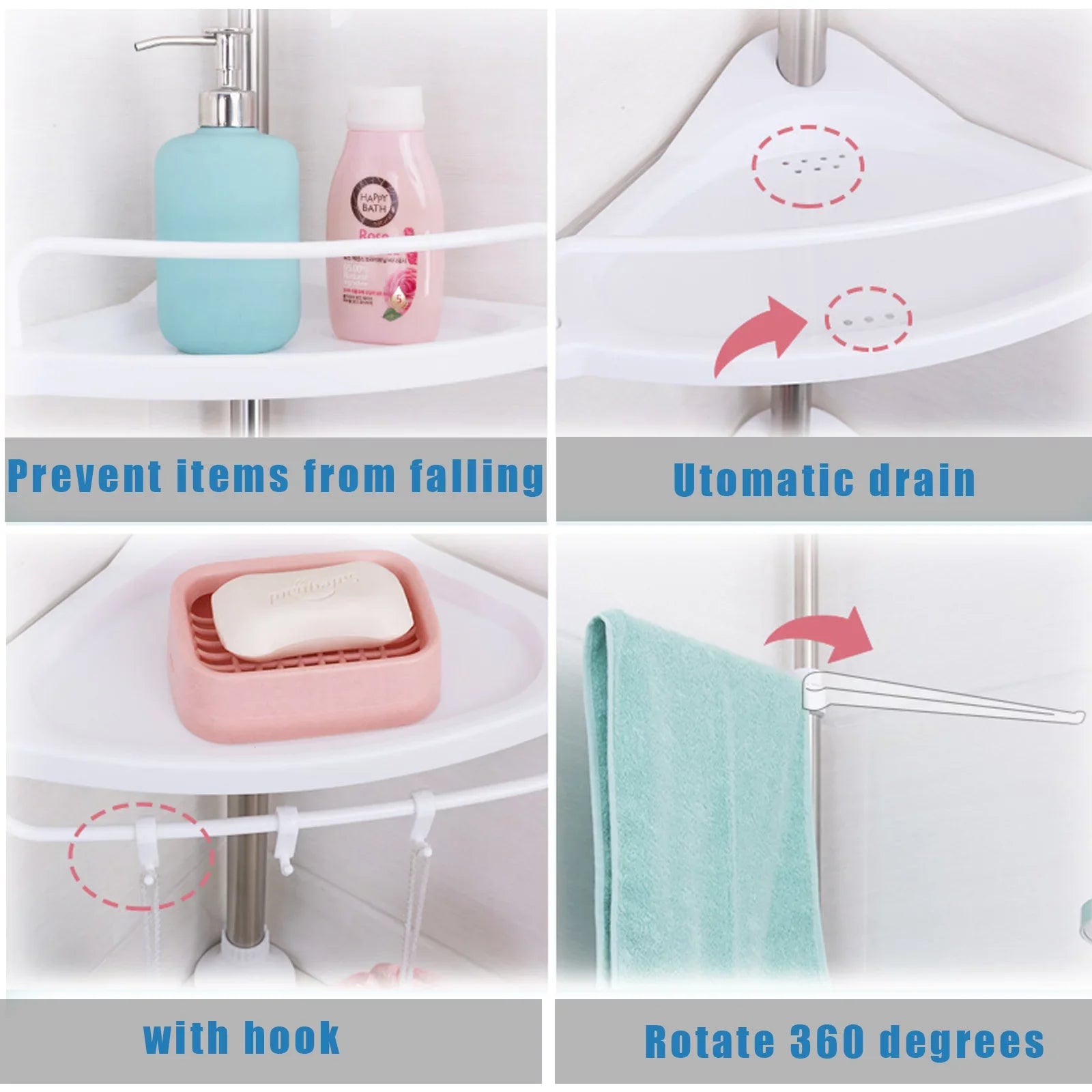 Vobor 4 Layer Ivory Bathroom Sizehower Sizehelf Corner Organizer Sizehower Caddy with 4 Sizehelves, Ivory