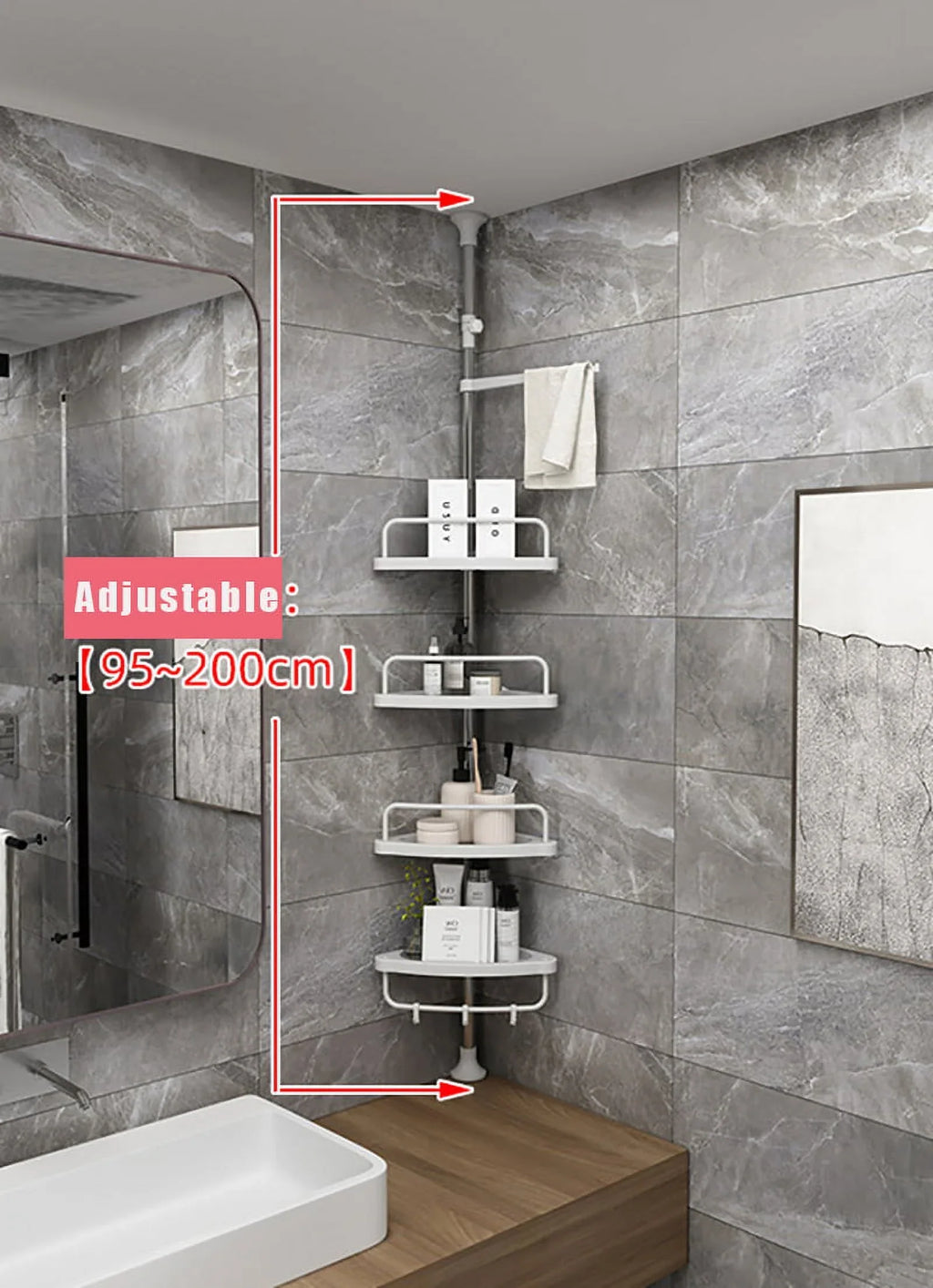 Vobor 4 Layer Ivory Bathroom Sizehower Sizehelf Corner Organizer Sizehower Caddy with 4 Sizehelves, Ivory