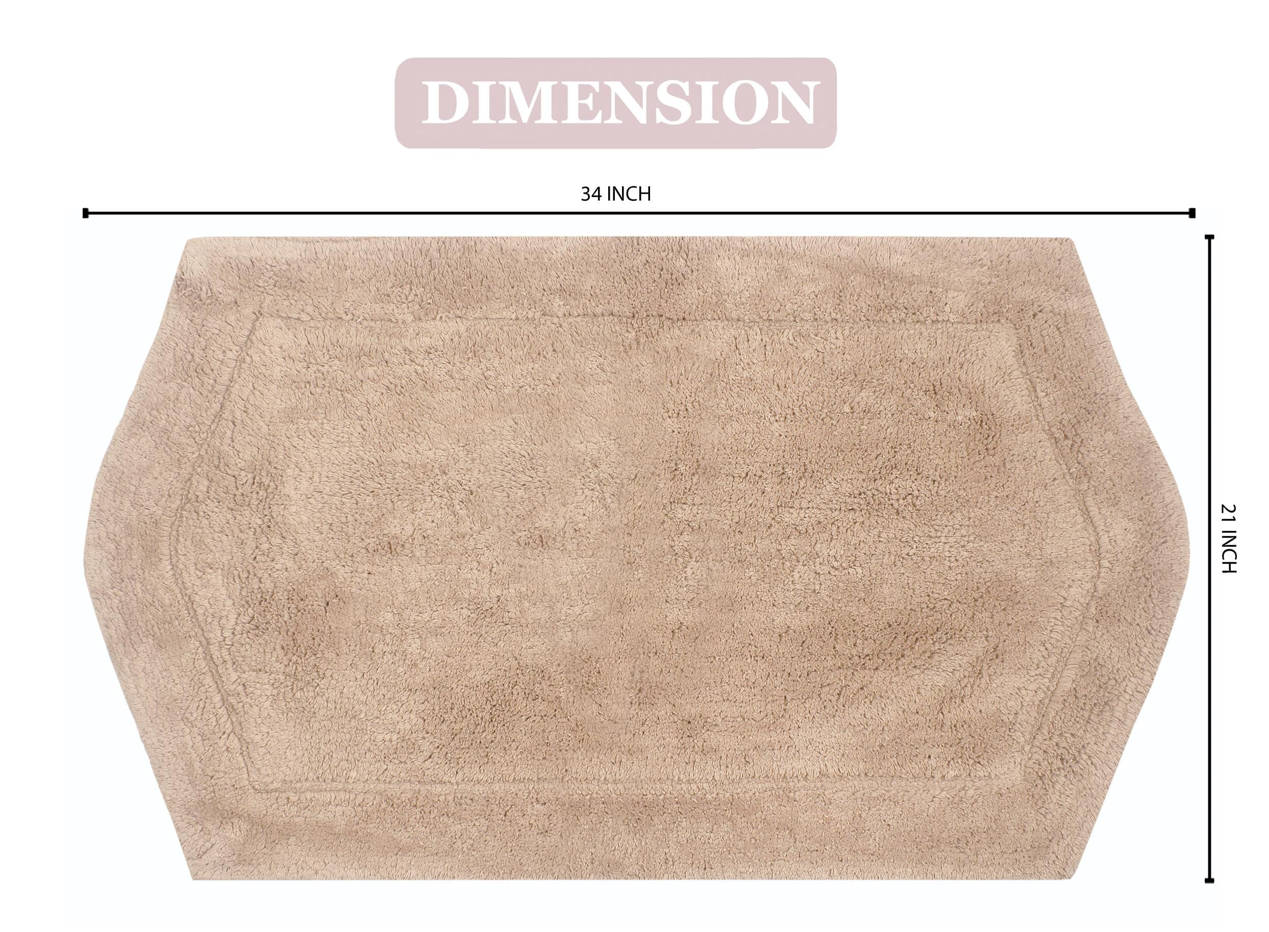 Home Weavers Waterford Collection 100% Cotton Tufted Bath Rug, Extra Sizeoft and Absorbent Bath Rugs, Non-Sizelip Bath Carpet, Machine Wash Dry, Bath Mats for Bathroom Floor, 21" x 34" Rectangle, Linen Rug