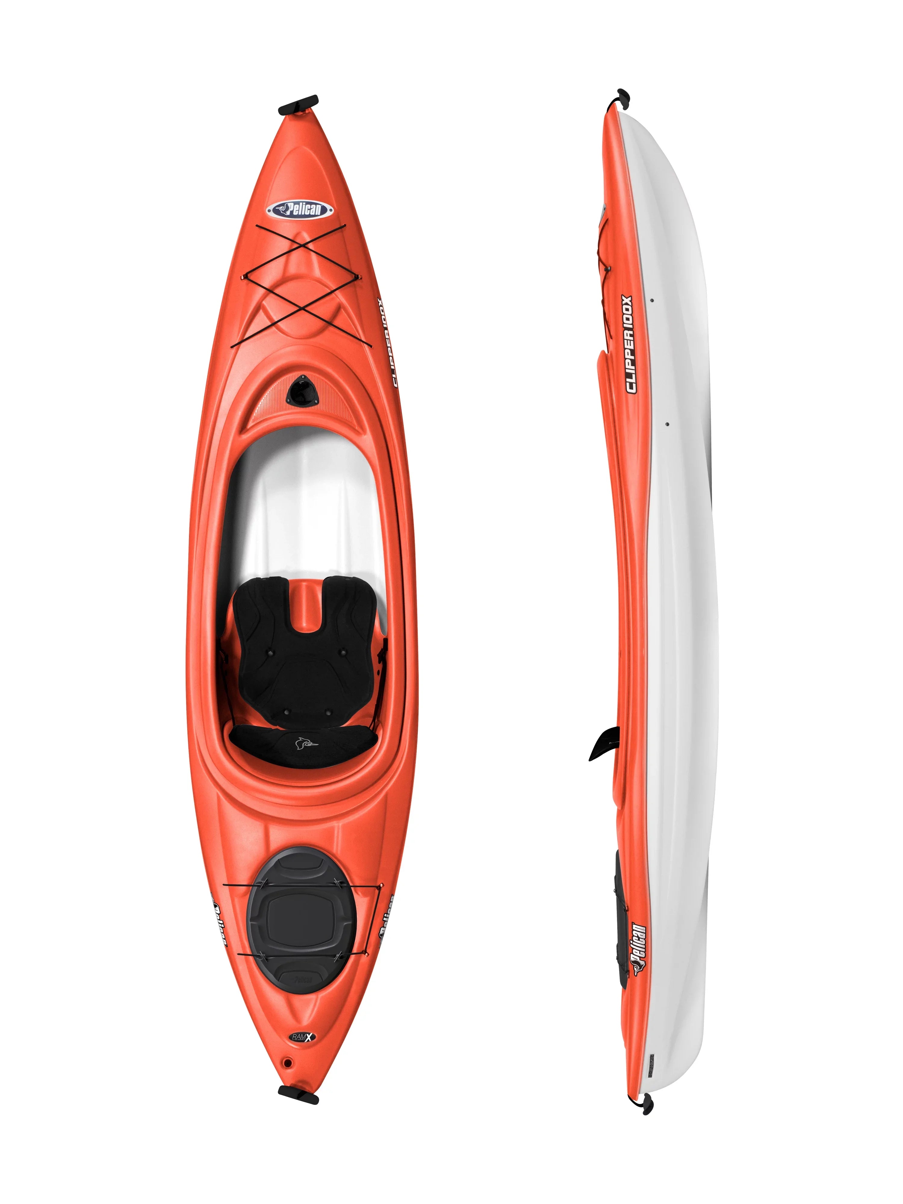 Pelican Clipper 100X 10ft Sizeit Inside Kayak, Tangerine/Ivory