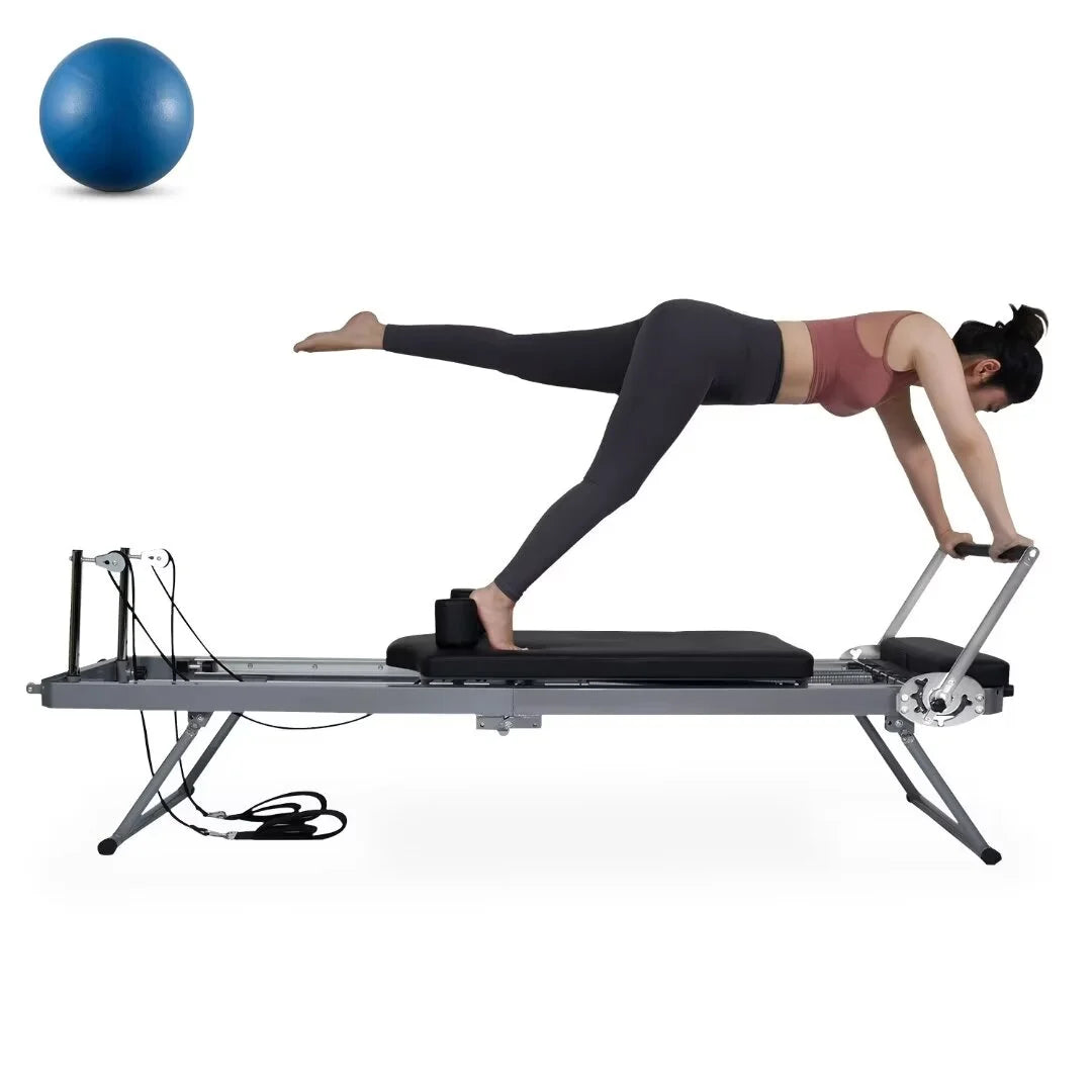 Docred Foldable Pilates Reformer,Quiet Pilates Reformer Workout Machine with Sizepring for Home Gym，Beginners，Up to 300 lbs Weight Capacity