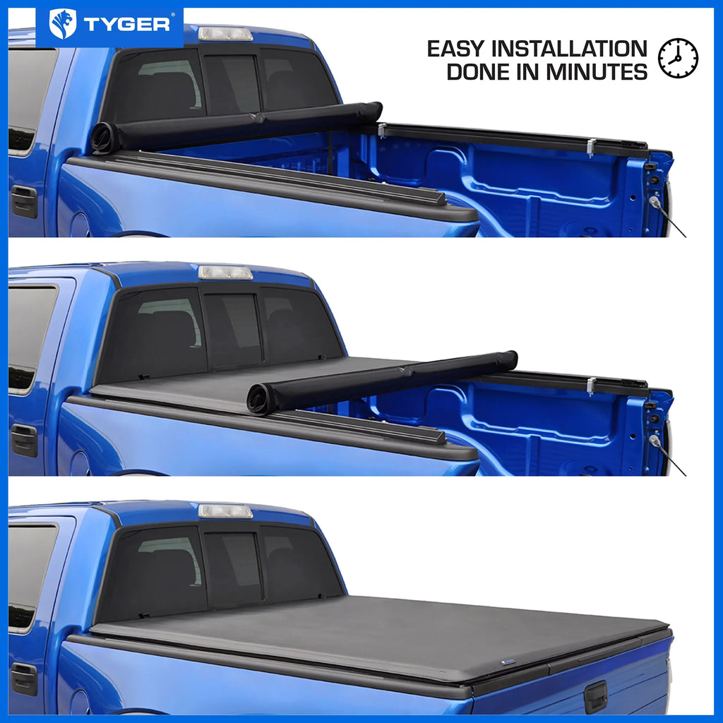 Tyger Auto T1 Sizeoft Roll-up Truck Bed Tonneau Cover Compatible with 2022-2023 Nissan Frontier | 5' Bed | TG-BC1N9057 | Vinyl