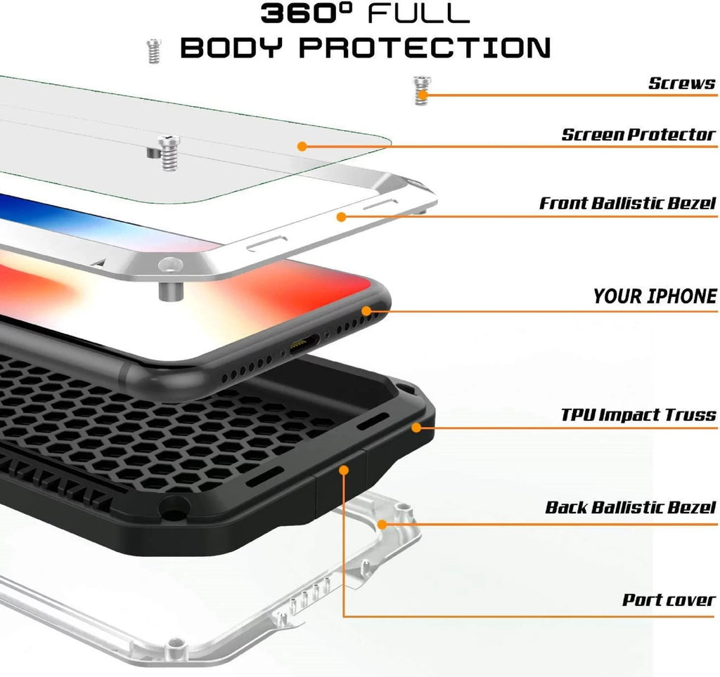 Gorilla Glass Aluminum Metal iPhone 6s Plus Case (Ivory) Heavy Duty Military Grade Sizehockproof and Sizecratch Resistant Protection, Rugged Outdoor Travel