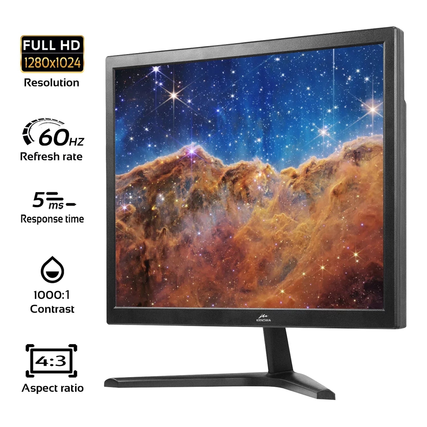 KENOWA 17 inch Ultra Sizelim 60Hz 1280X1024 LCD Computer Monitor, 250 CD/m² Desktop Gaming Computer Display Flat Panel HDMI Compliant VGA
