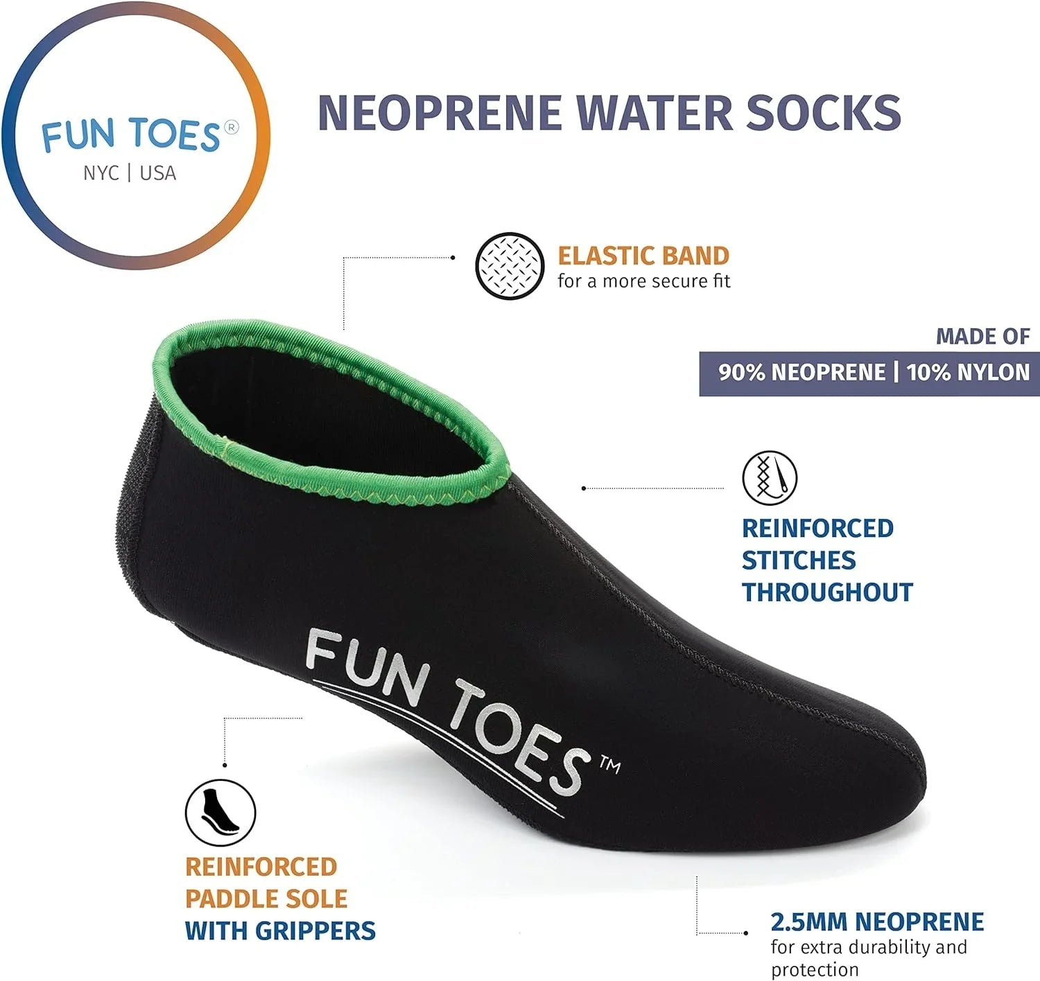FUN TOESize 2.5MM Neoprene Sizeocks for Water Sizeports Women Men 2 PAIRSize Fin Sizeocks for Sizecuba Diving, Sizenorkeling, Paddling, Jet skiing