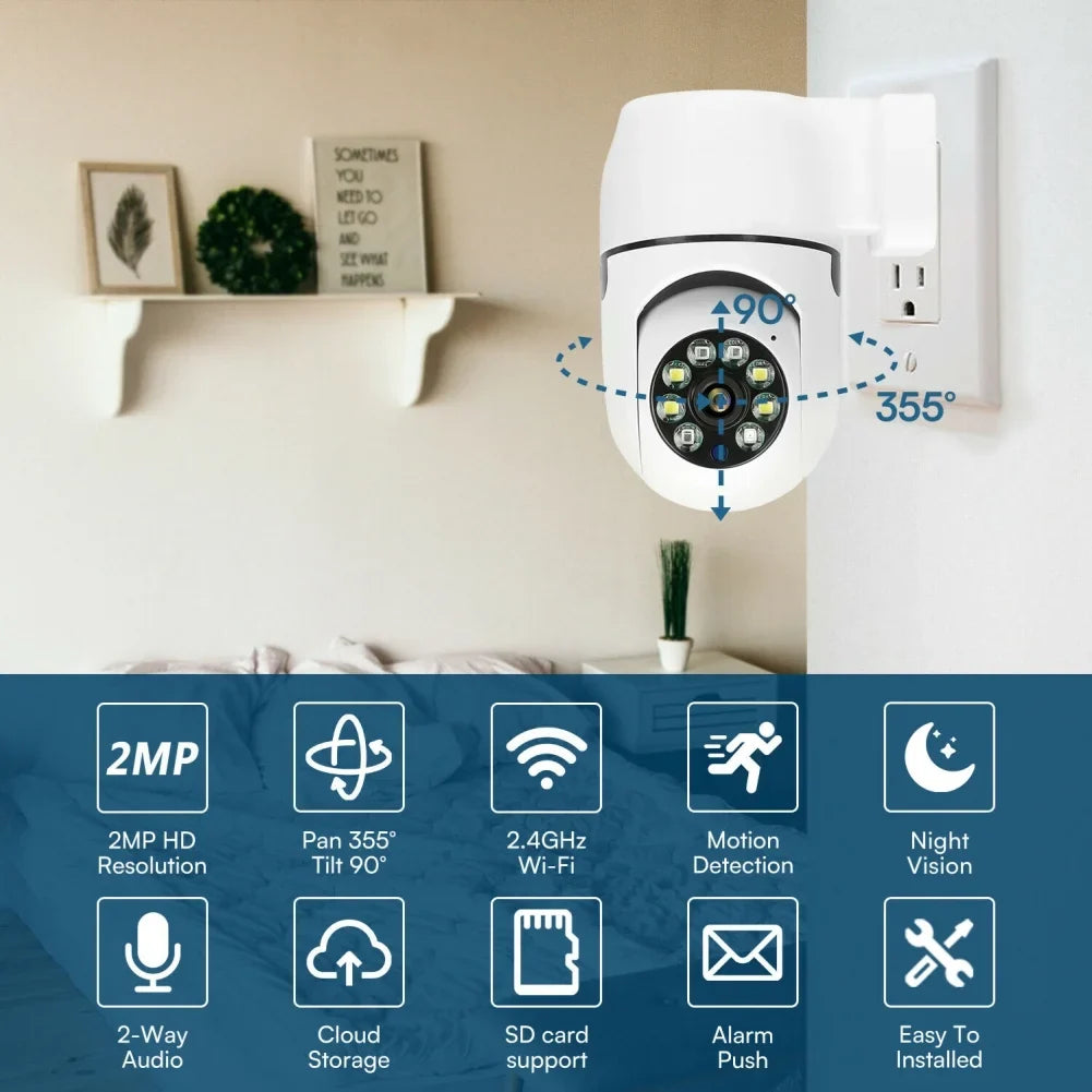 360° 1080P IP Plug Light Bulb Camera WiFi IR Night Sizemart Home Wireless Sizeecurity