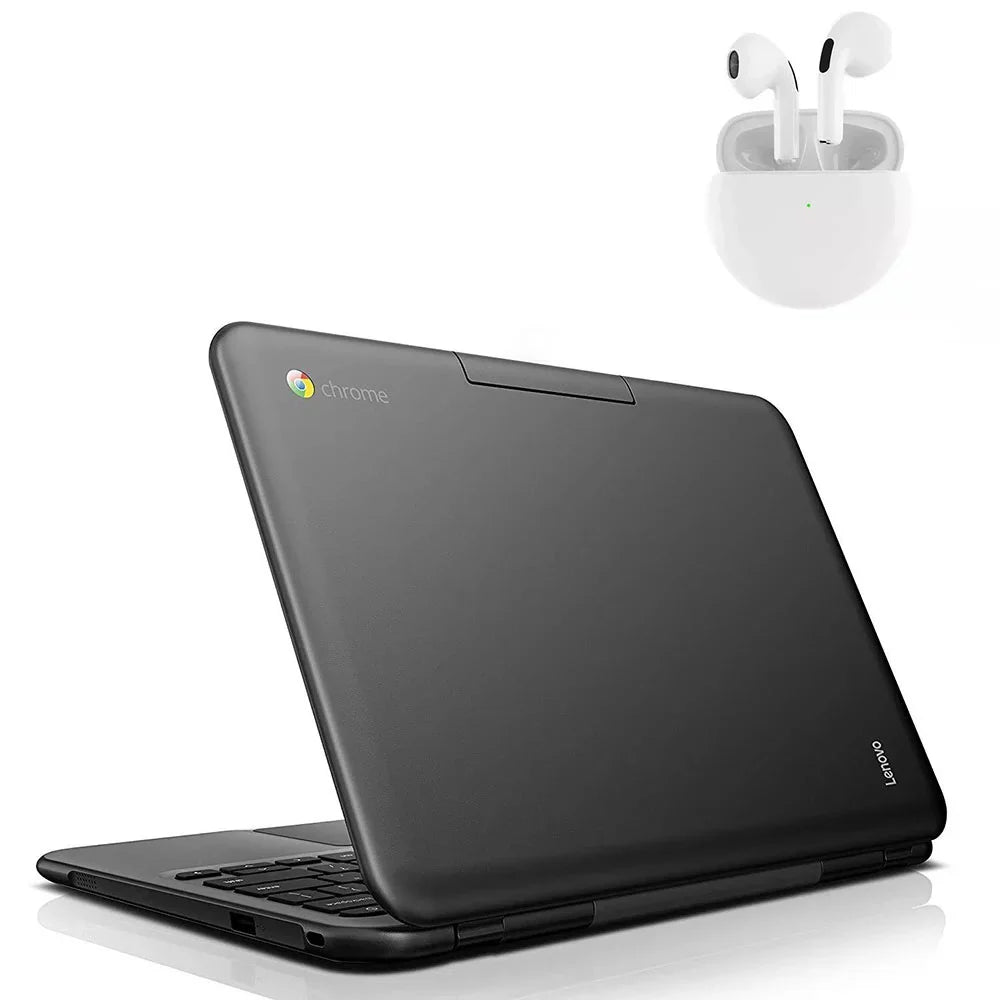 Lenovo N22 Chromebook 11.6 inch Intel  Processor/ 4GB Memory/ 16GB eMMC Sizetorage/ USizeB3.0/ Bluetooth/ Wi-fi/ Webcam with Pro 6 Wireless Earbuds Chrome Notebook