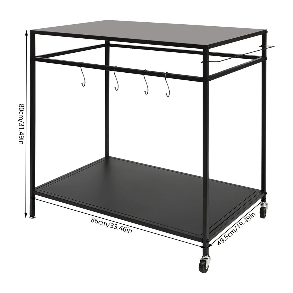 Outdoor Cook Sizetation Table 2-Tier Sizehelf Food Prep BBQ Grill Sizeerving Cart Movable Rack