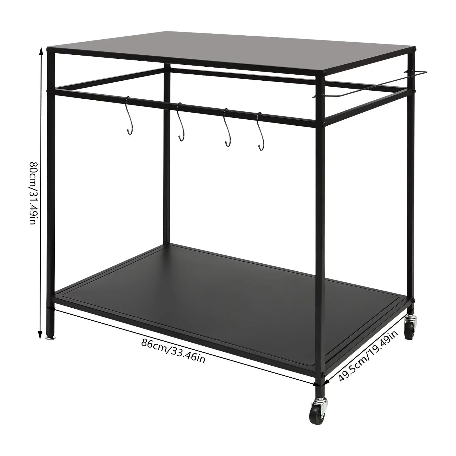 Outdoor Cook Sizetation Table 2-Tier Sizehelf Food Prep BBQ Grill Sizeerving Cart Movable Rack