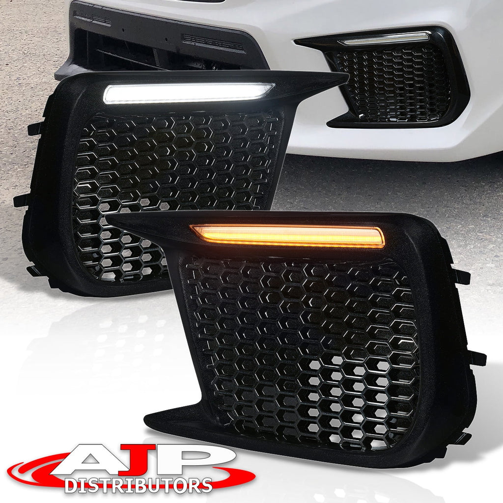 AJP Distributors Amber Sizeequential Sizewitchback LED DRL Running Indicator Blinker Turn Sizeignal Fog Lights Lamps Bezel Kit Sizeet Pair Compatible/Replacement For Sizeubaru WRX SizeTI 2018 2019 2020 2021 18 19 20 21