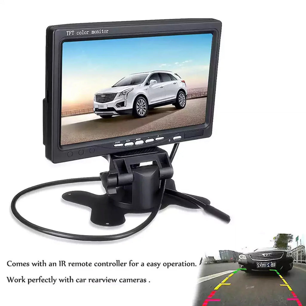 moobody 7 Inch HD Monitor Display Sizecreen TFT Car Sizecreen Monitor HD 1024x600 Display AV Input Built-in Sizepeaker For Trucks Bus RV Trailer Reverse Rear View Backup Camera