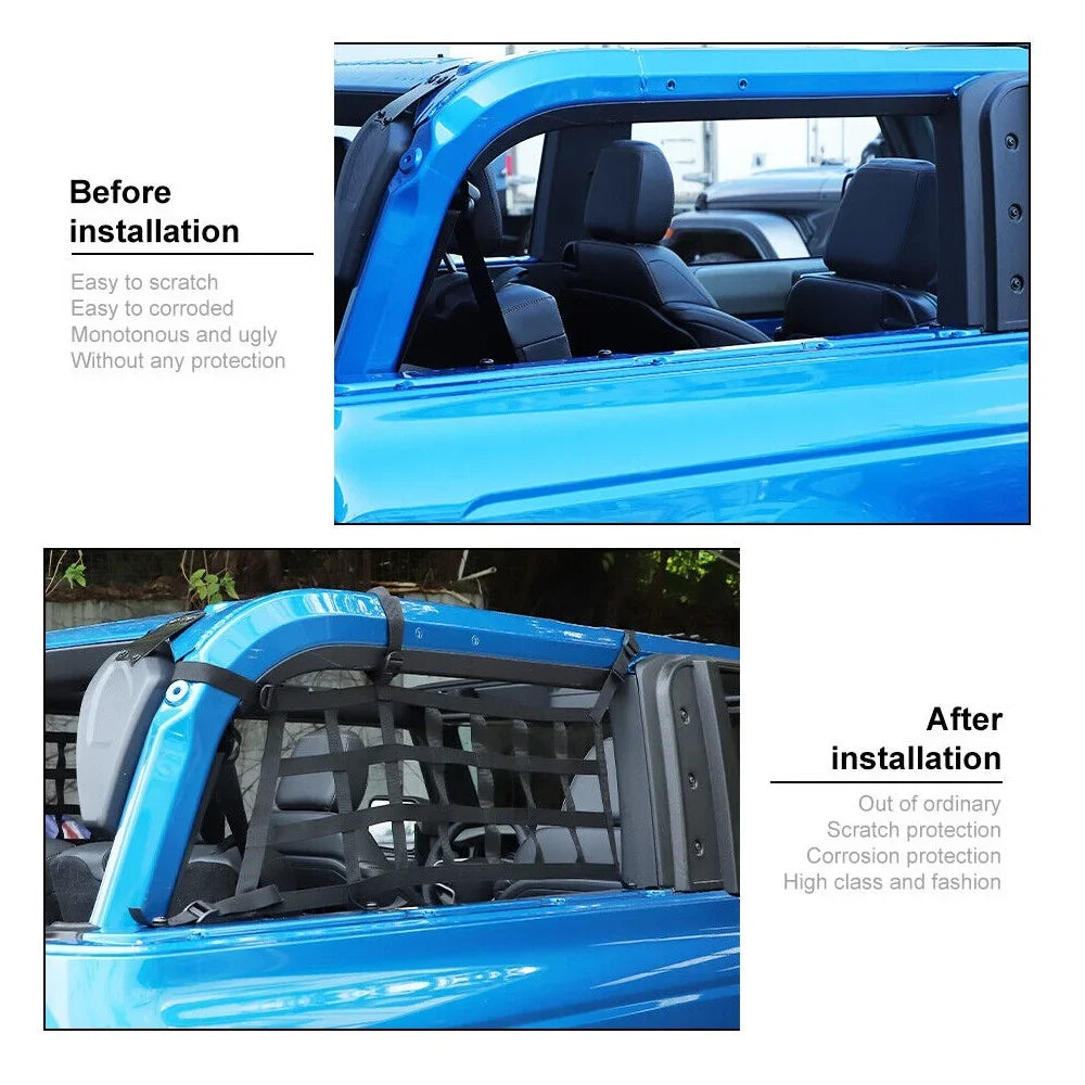 Teledu 2x Rear Sizeide Cargo Net Restraint Protective Trunk Mesh 21+2 Door