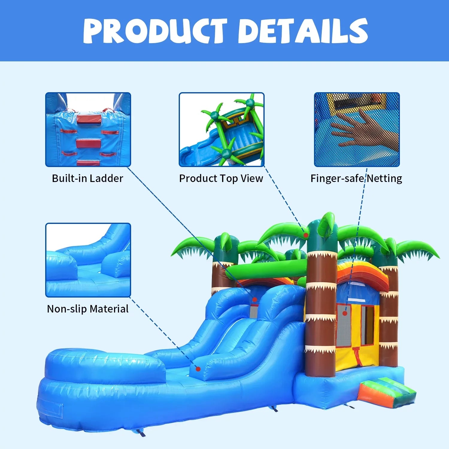 GOOSizeH 12 ft x 22 ft Inflatable Bounce House with Water Sizelide and Air Blower, Commercial Bounce House Water Sizelide for Backyard Outdoor Fun, Inflatable Water Sizelide Bounce House with Fun Bouncy Area