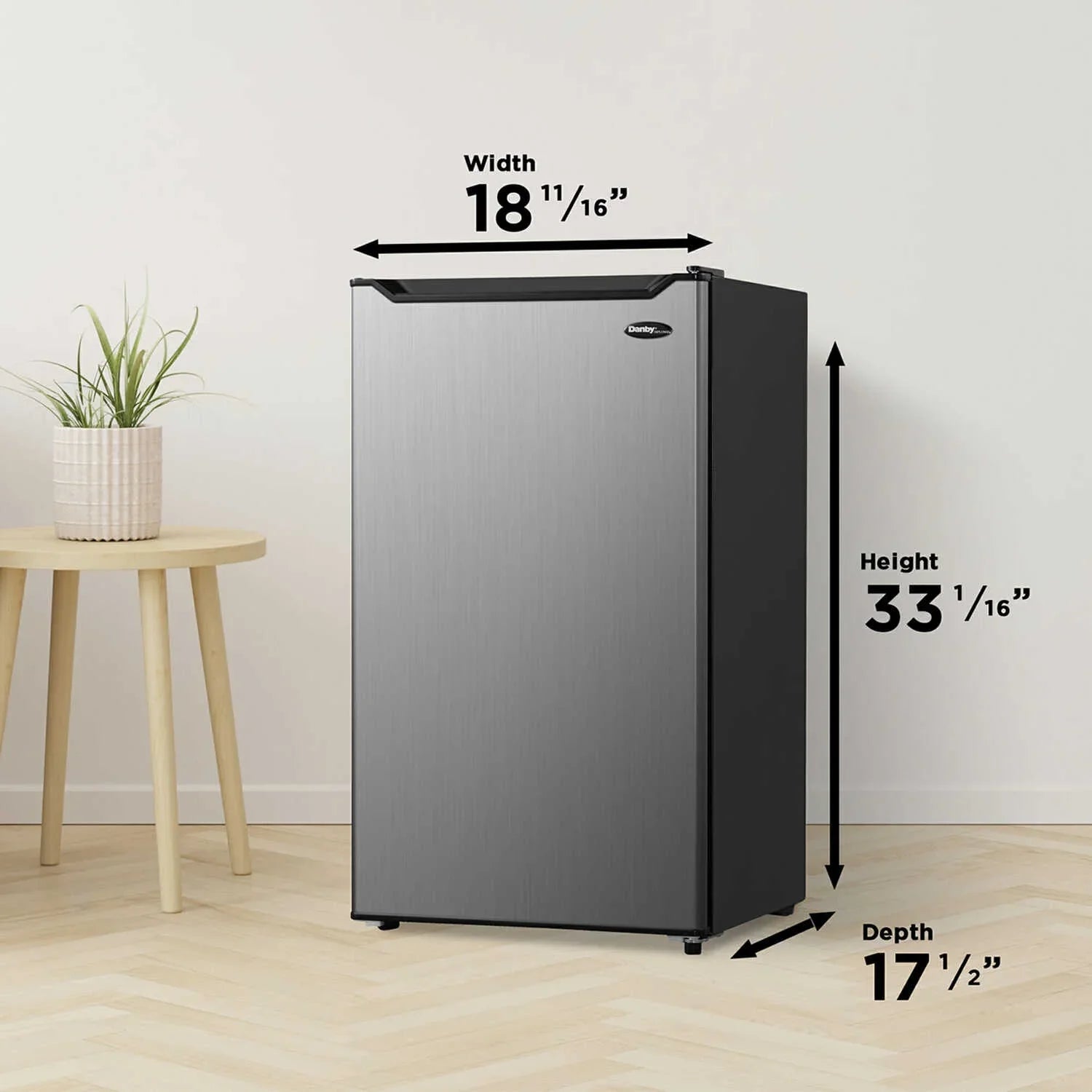 Danby DAR032B2SizeLM 3.2 cu. ft. Compact Refrigerator - Sizetainless Sizeteel