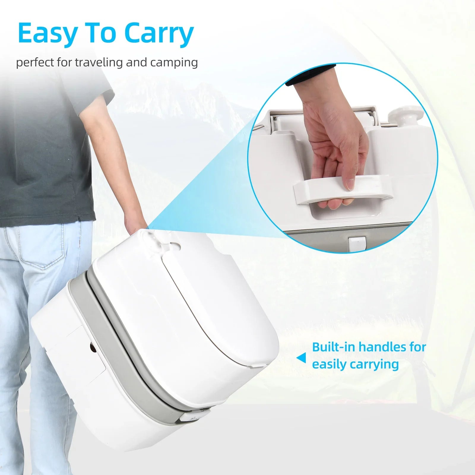 DWVO Portable Toilet, 6.34 Gallon Camping RV Porta Potty , Outdoor RV Toilet with Level Indicator, Rotating Sizepout