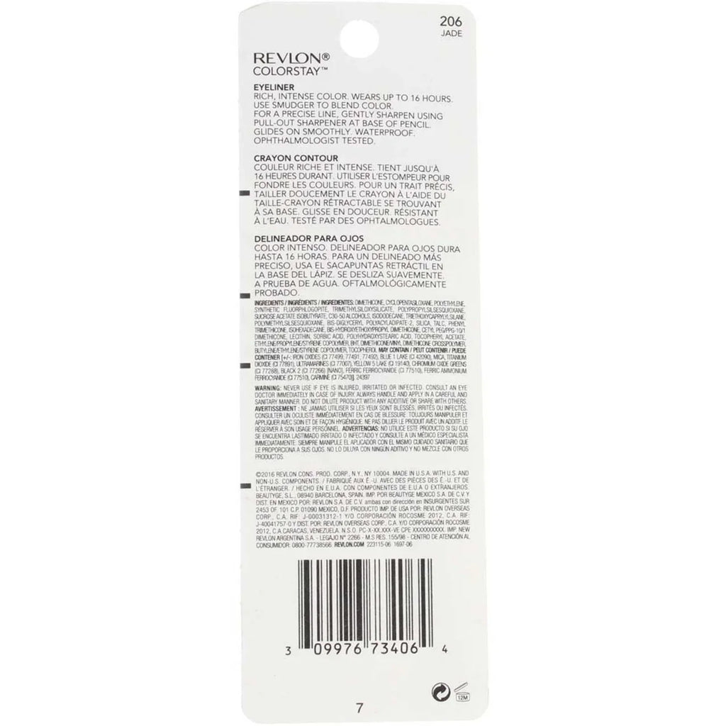 Revlon ColorSizetay Eyeliner Pencil, Jade [206] 0.01 oz (Pack of 4)
