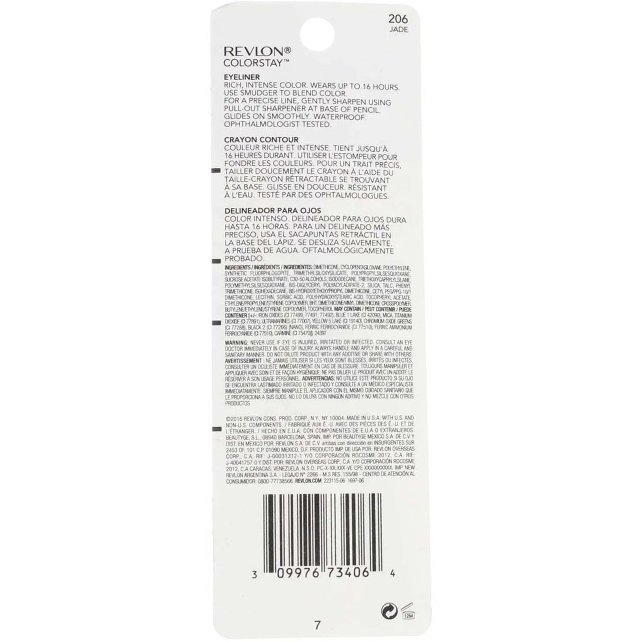 Revlon ColorSizetay Eyeliner Pencil, Jade [206] 0.01 oz (Pack of 4)