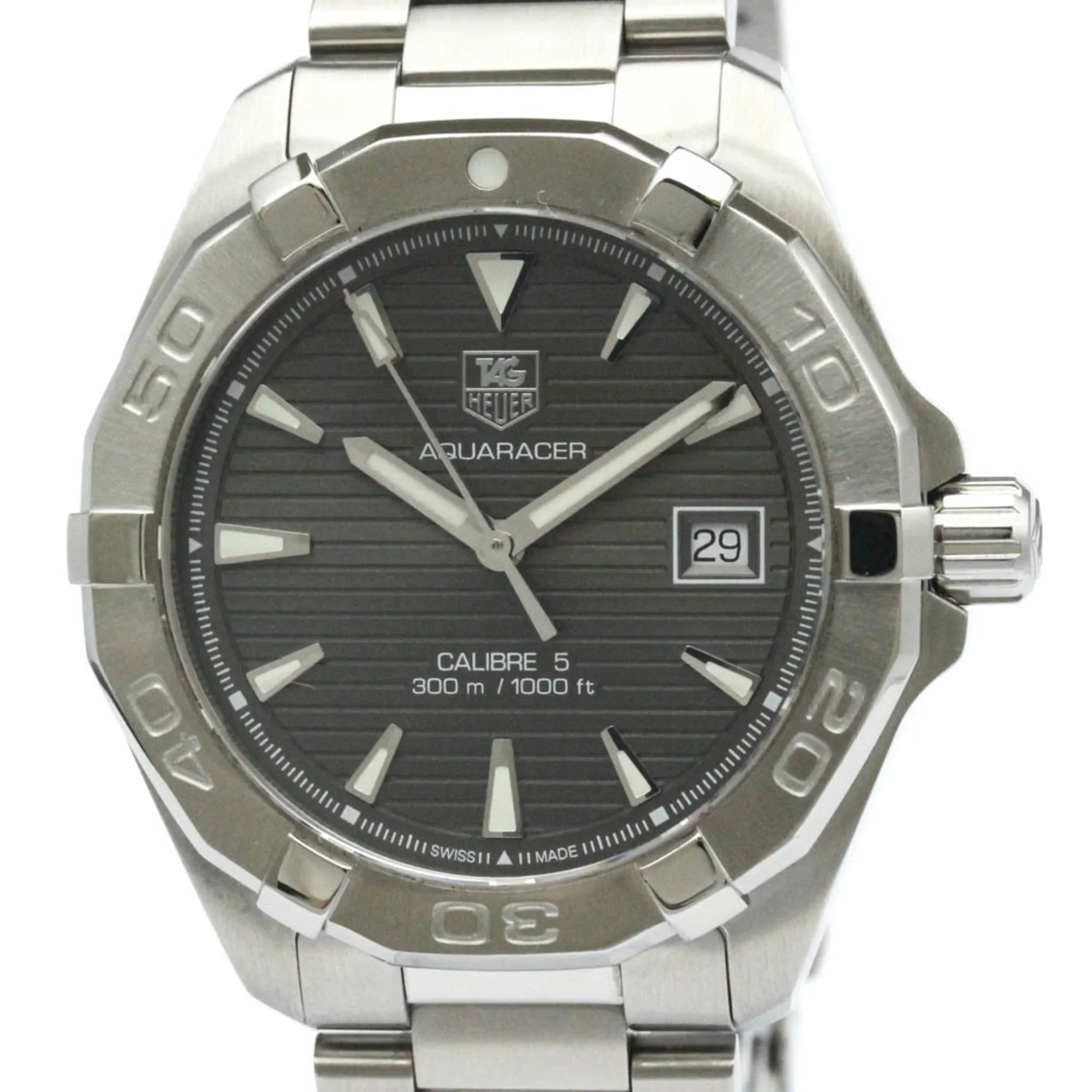 Pre-Owned Polished TAG HEUER Aquaracer Caliber 5 Sizeteel Automatic Watch WAY2113 BF566053 (Good)