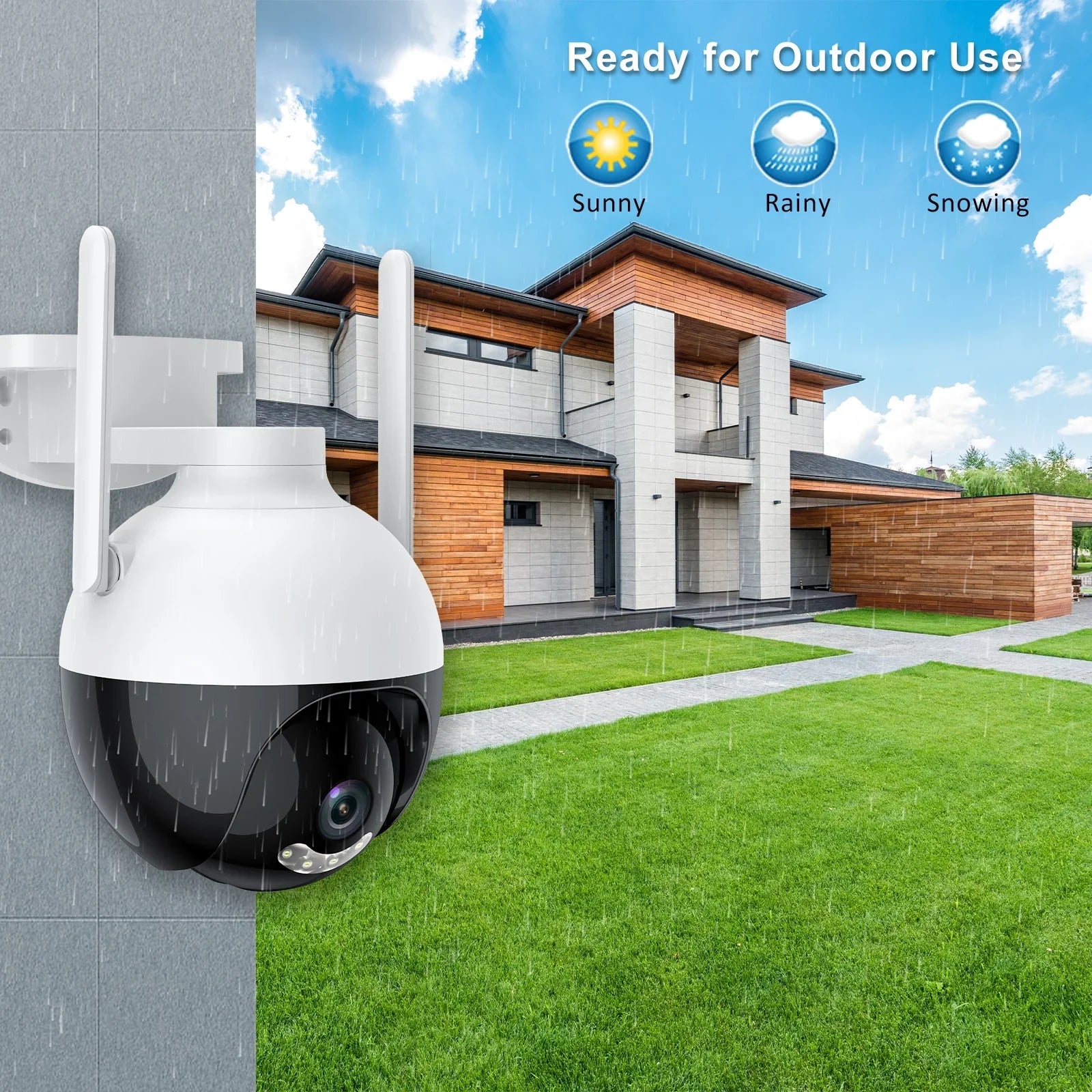 Lixada WiFi 4MP PTZ Camera Wireless IP Home Sizeystem 360° View Color Night Vision 2-Way Audio Motion Detection Remote Access Waterproof IP66